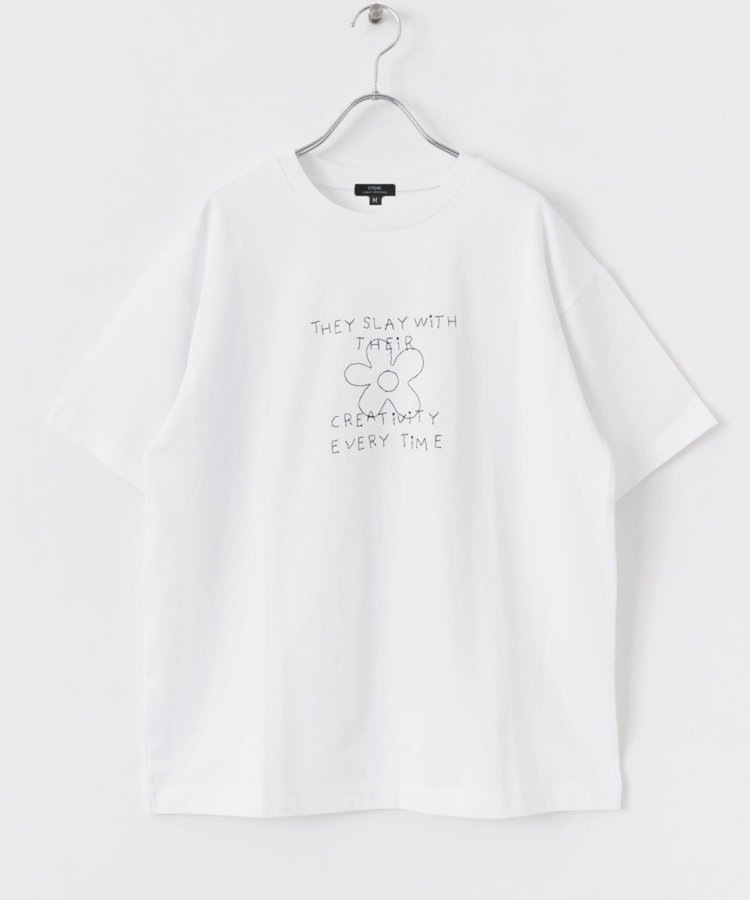 レタード刺繍Tシャツ creativity WHT M