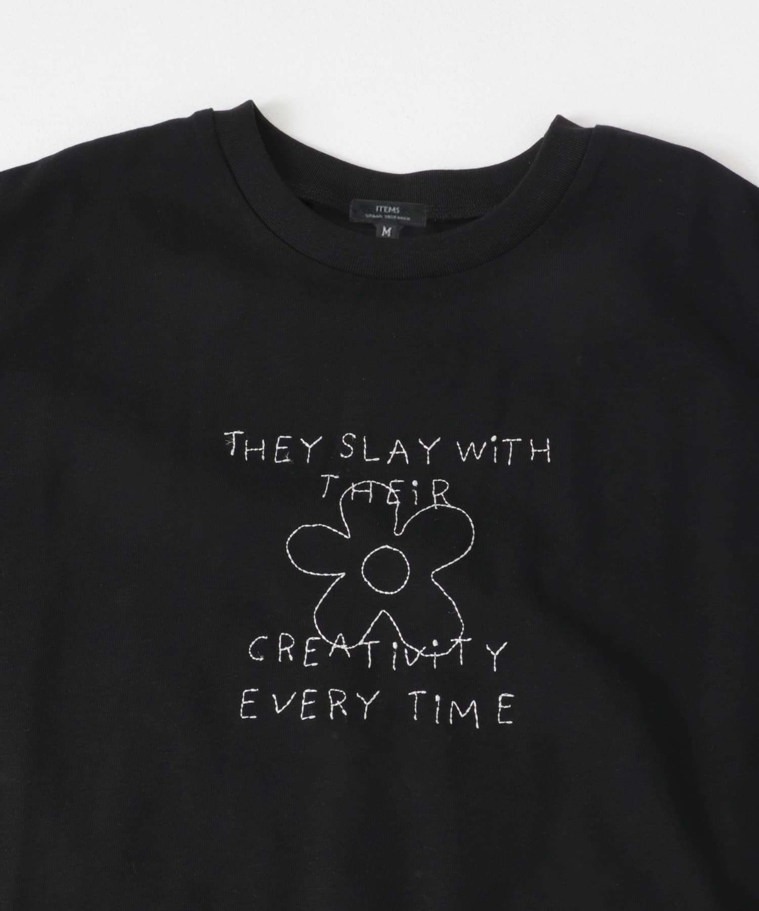レタード刺繍Tシャツ creativity BLK M