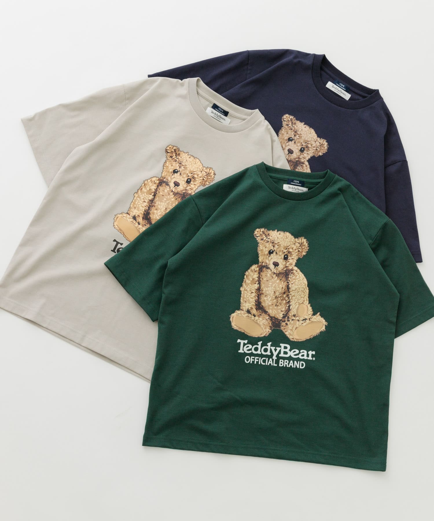 Teddy Bear クルーネックプリントTシャツ GRN L