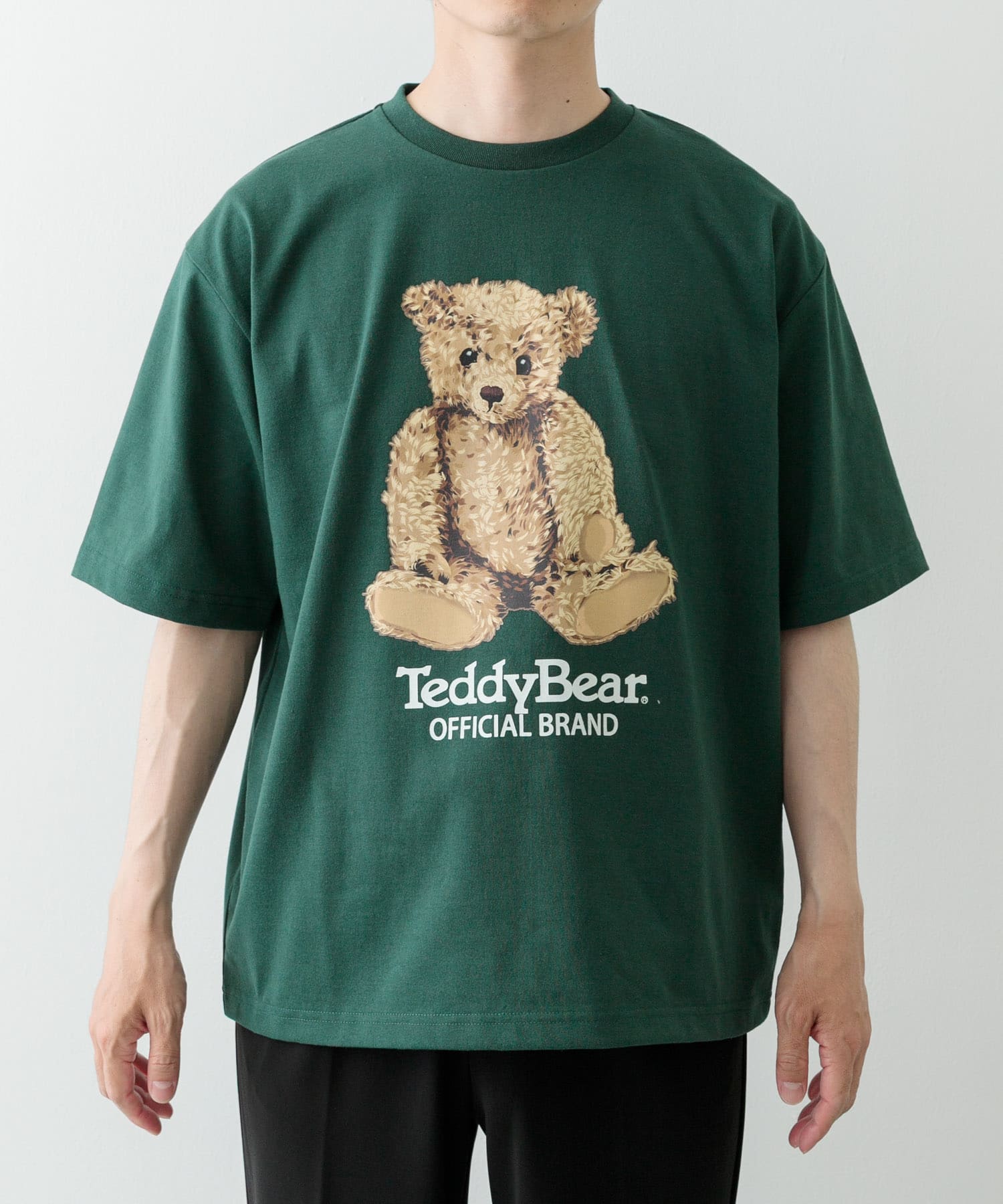 Teddy Bear クルーネックプリントTシャツ GRN L