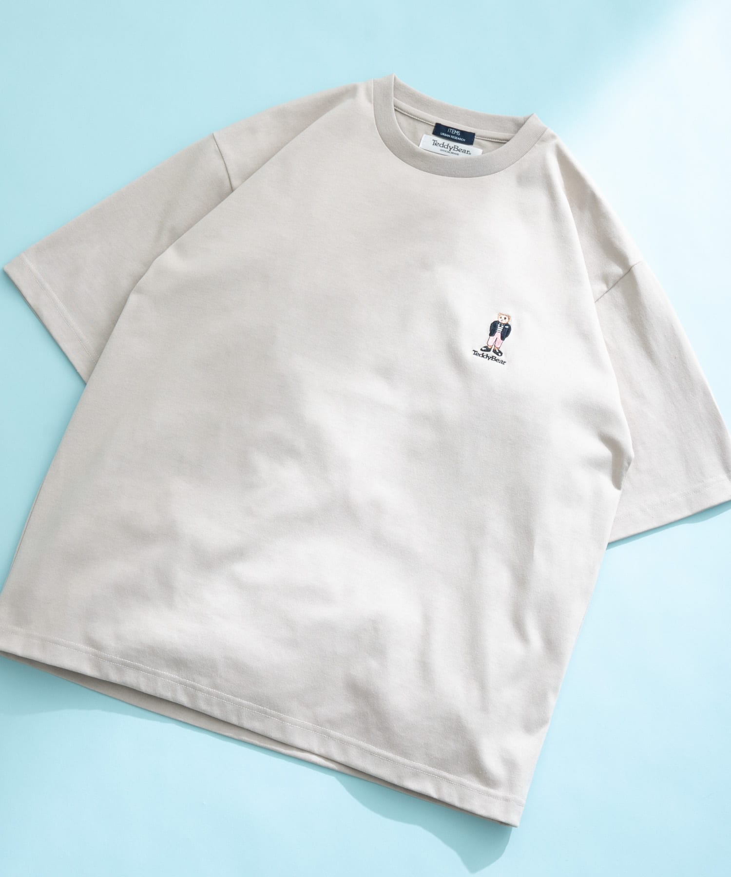 Teddy Bear ワンポイント刺繍Tシャツ BEG M