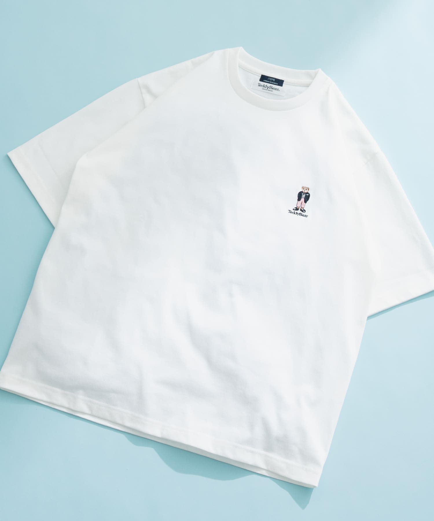 Teddy Bear ワンポイント刺繍Tシャツ WHT M