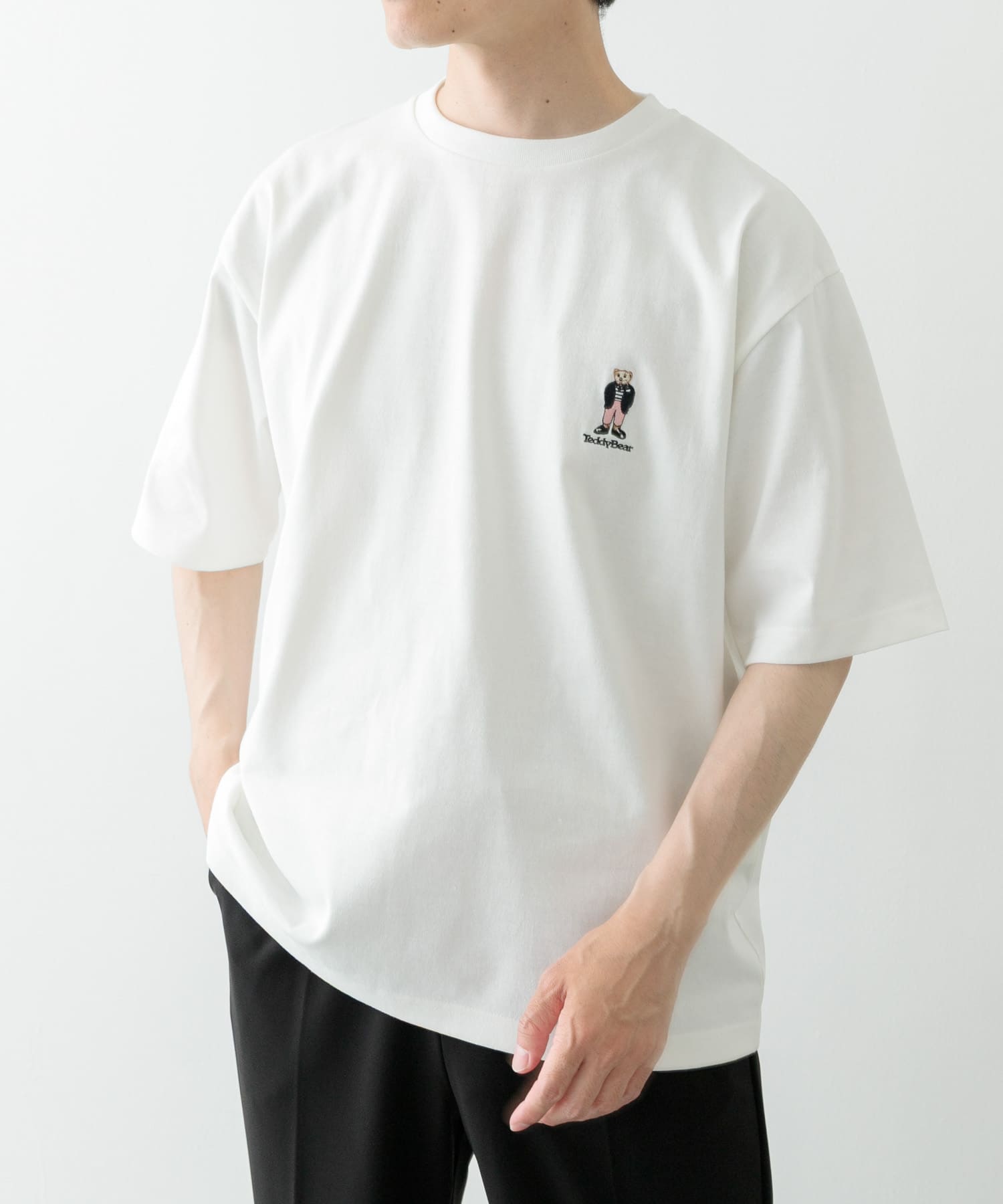 Teddy Bear ワンポイント刺繍Tシャツ(M WHT): トップス｜URBAN