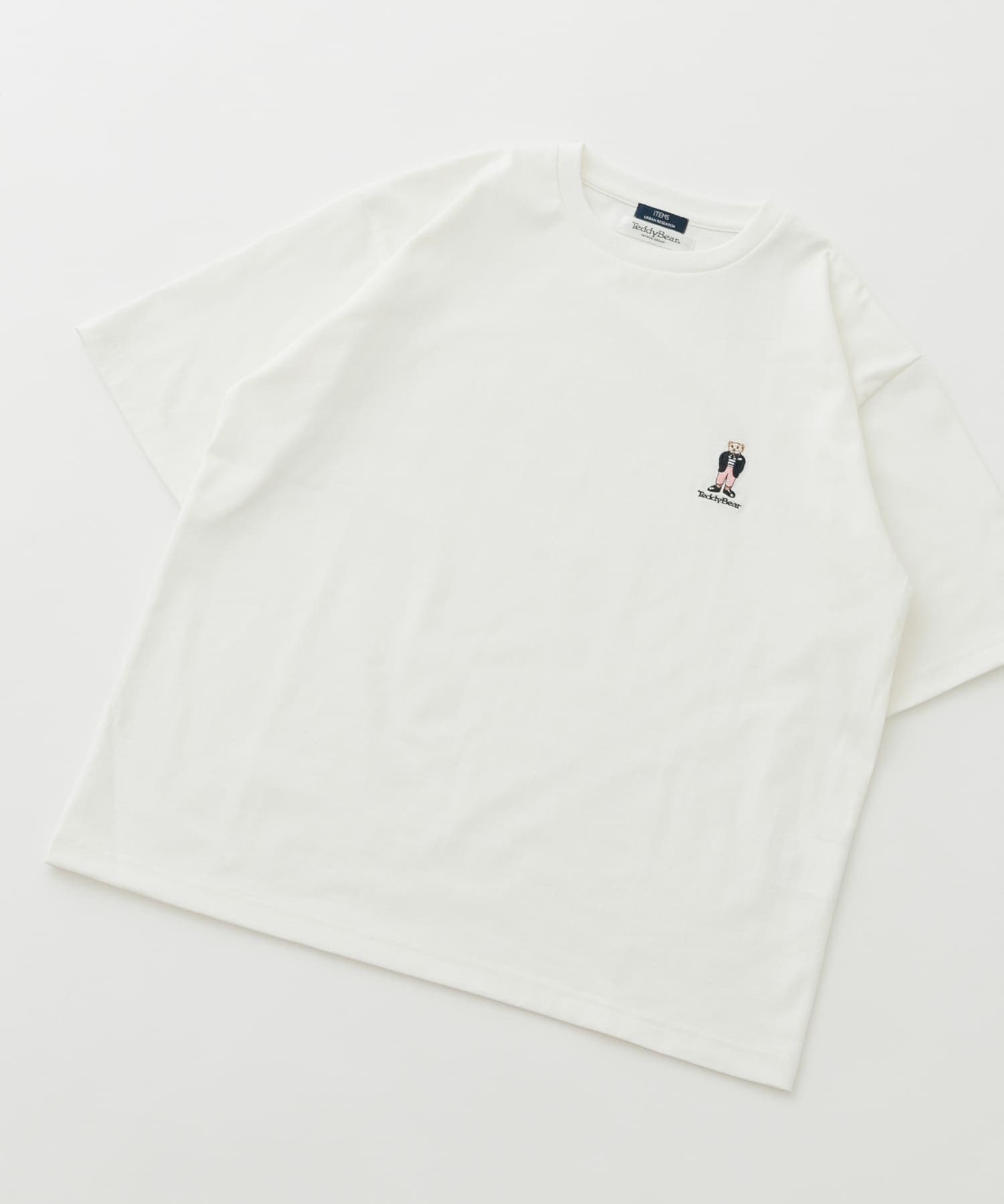 Teddy Bear ワンポイント刺繍Tシャツ WHT M