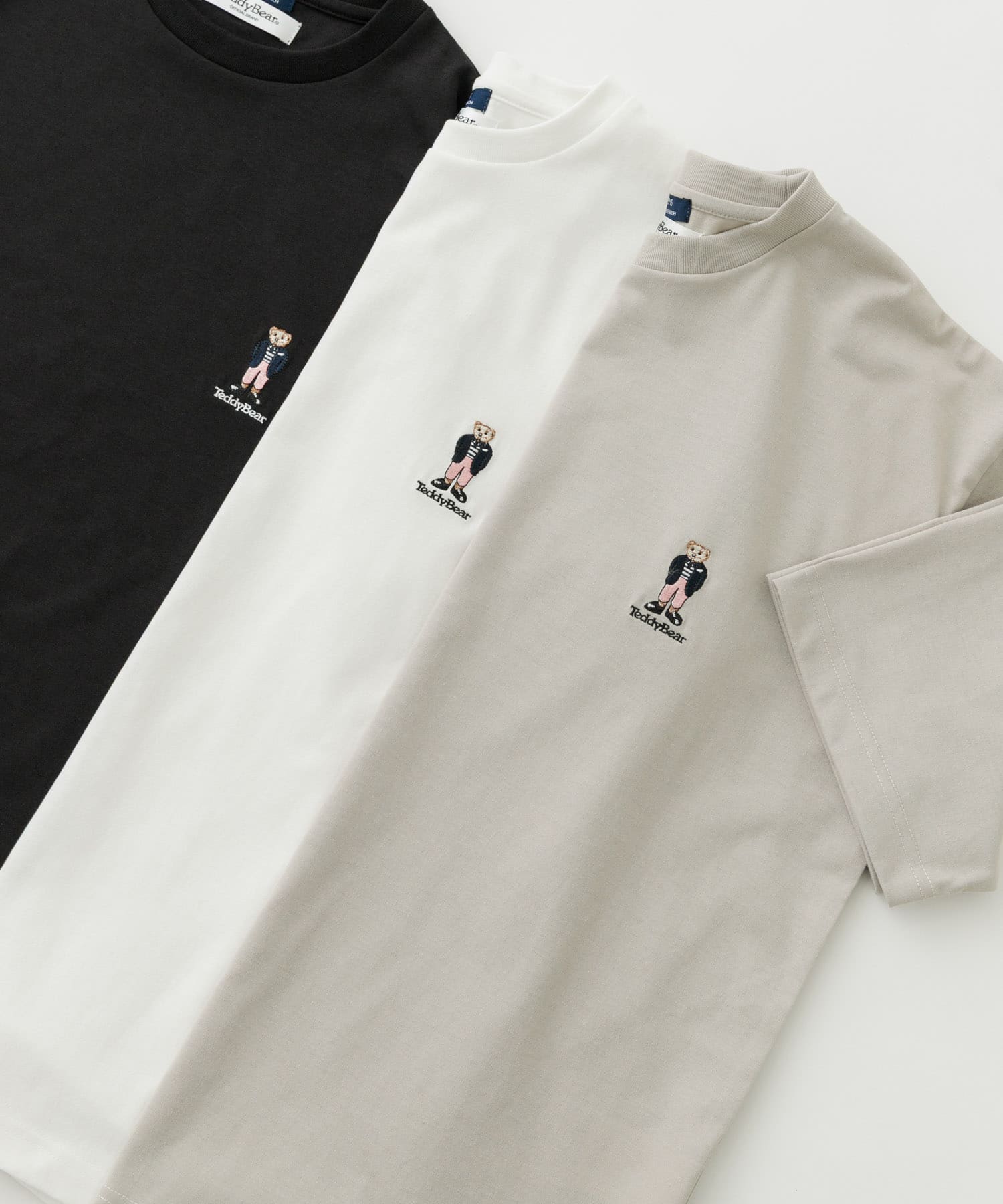 Teddy Bear ワンポイント刺繍Tシャツ WHT M