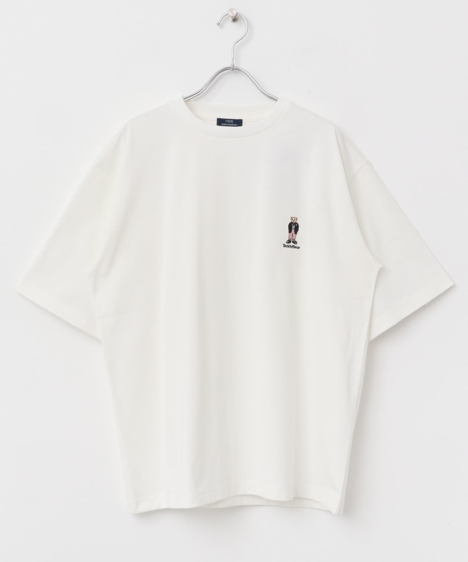 Teddy Bear ワンポイント刺繍Tシャツ WHT M