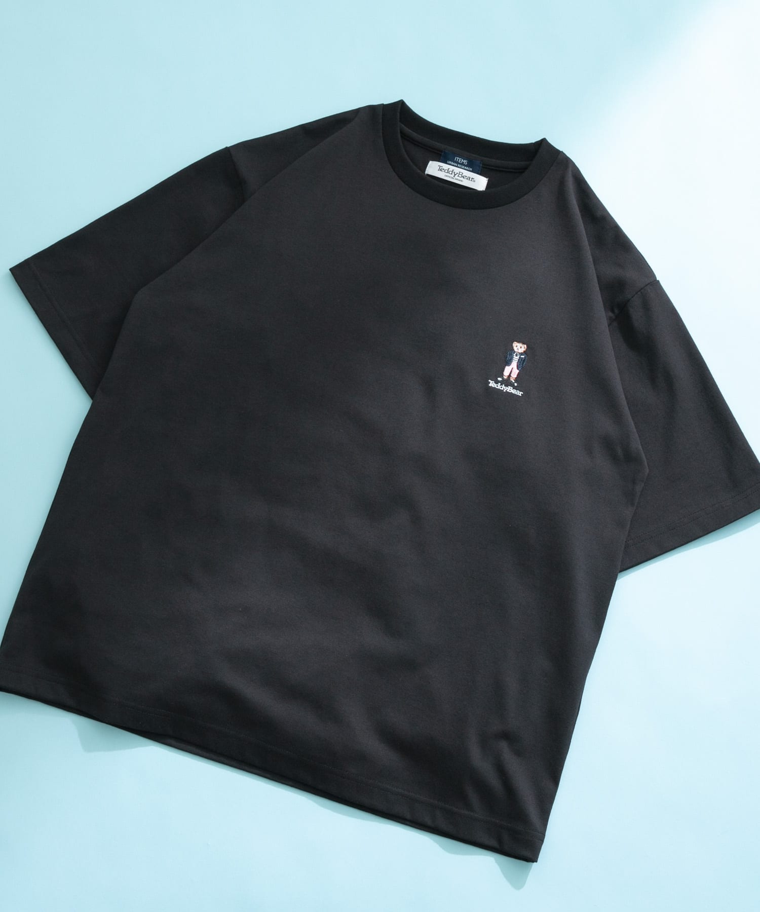 Teddy Bear ワンポイント刺繍Tシャツ BLK M