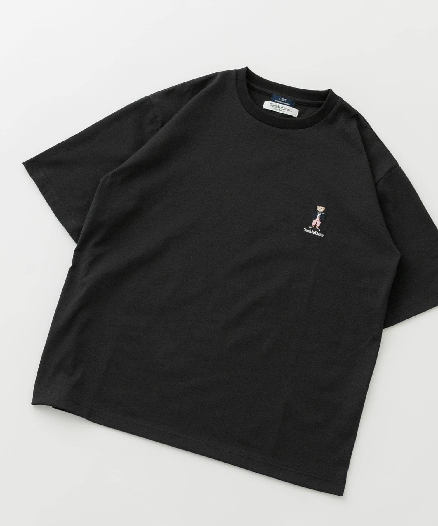 Teddy Bear ワンポイント刺繍Tシャツ BLK L