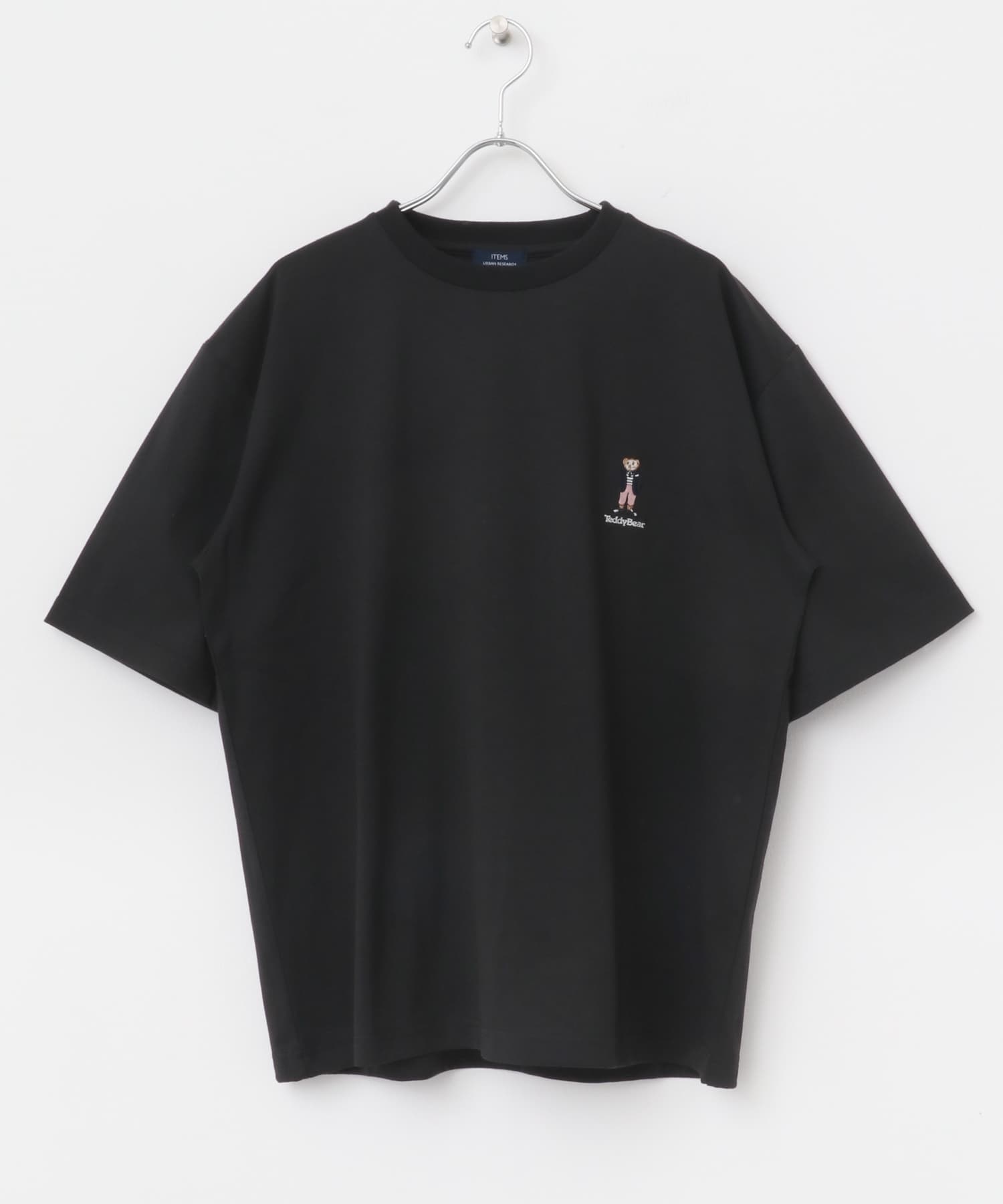 Teddy Bear ワンポイント刺繍Tシャツ BLK M