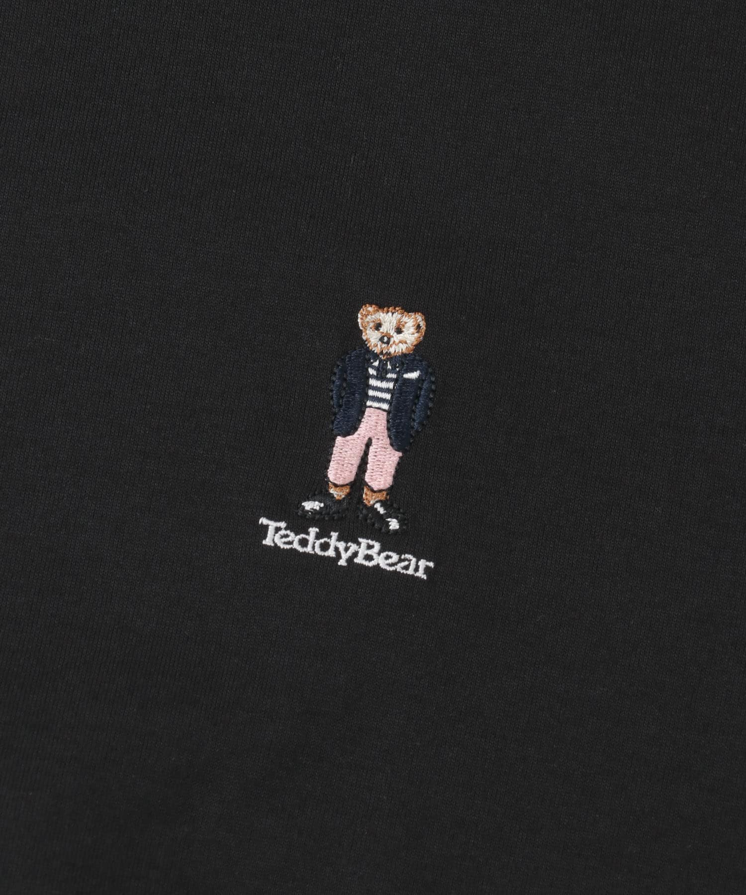 Teddy Bear ワンポイント刺繍Tシャツ BLK M