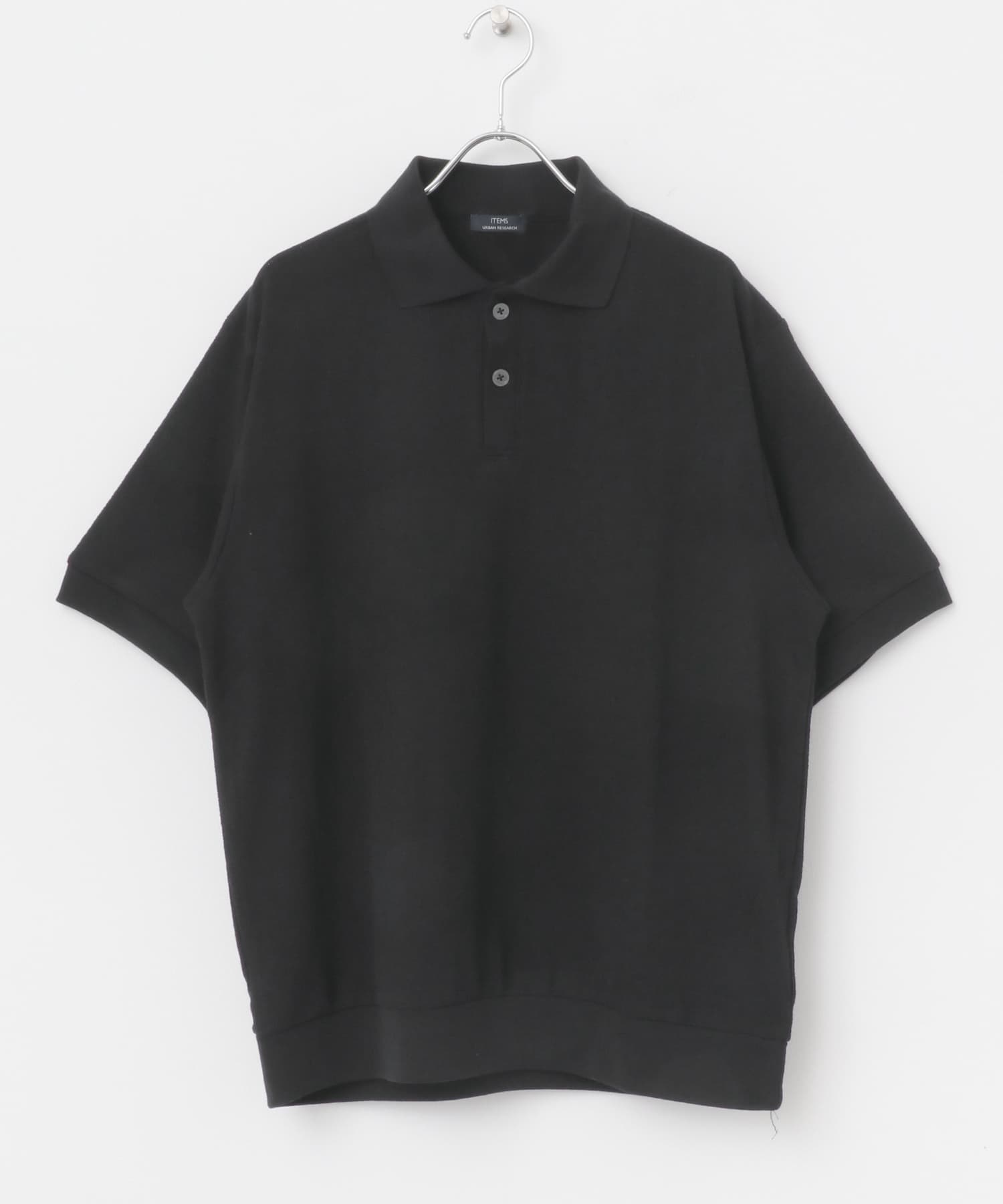 クレープジョーゼットポロシャツ BLK M