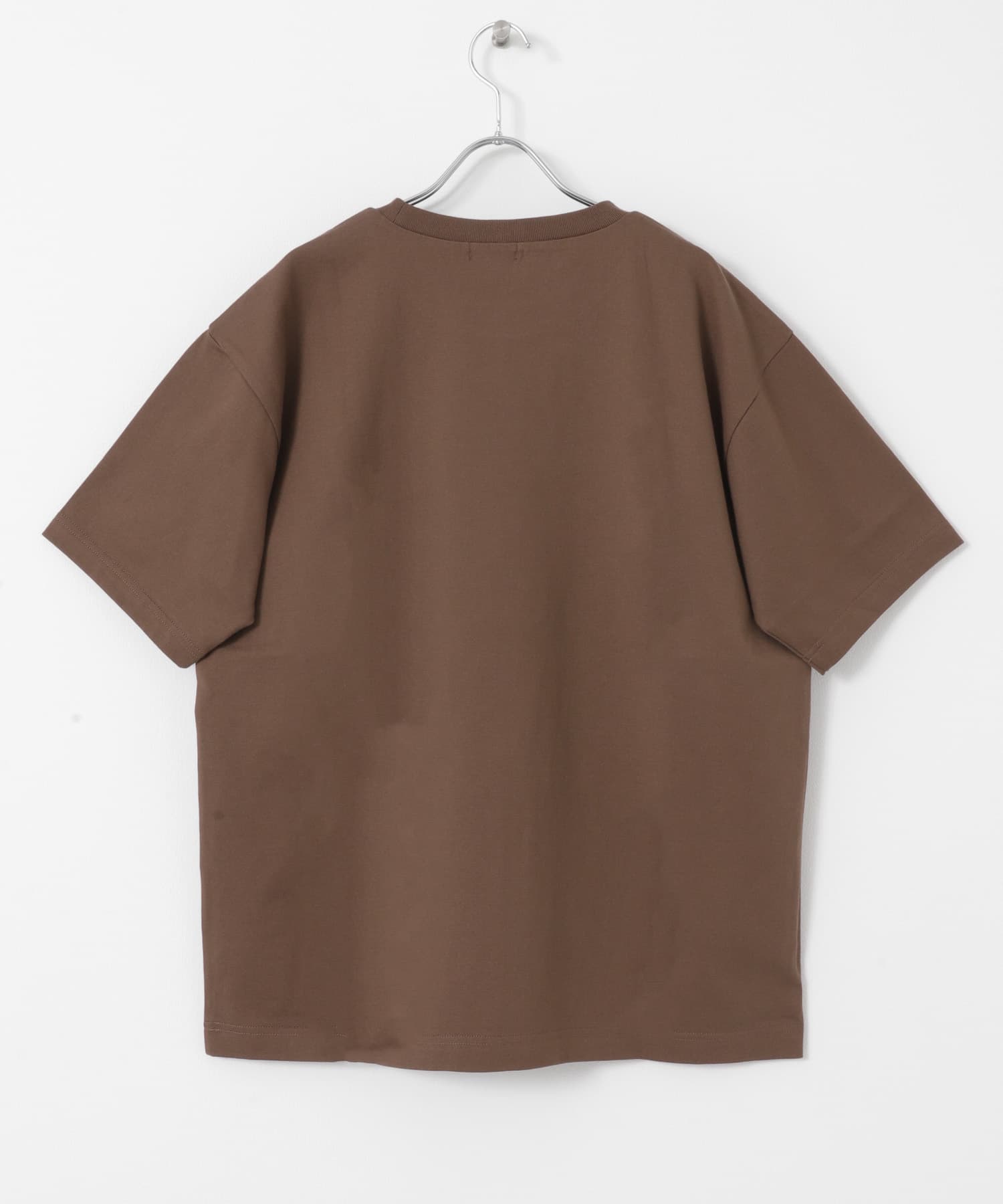 ポケット切替クルーネックTシャツ BRN M