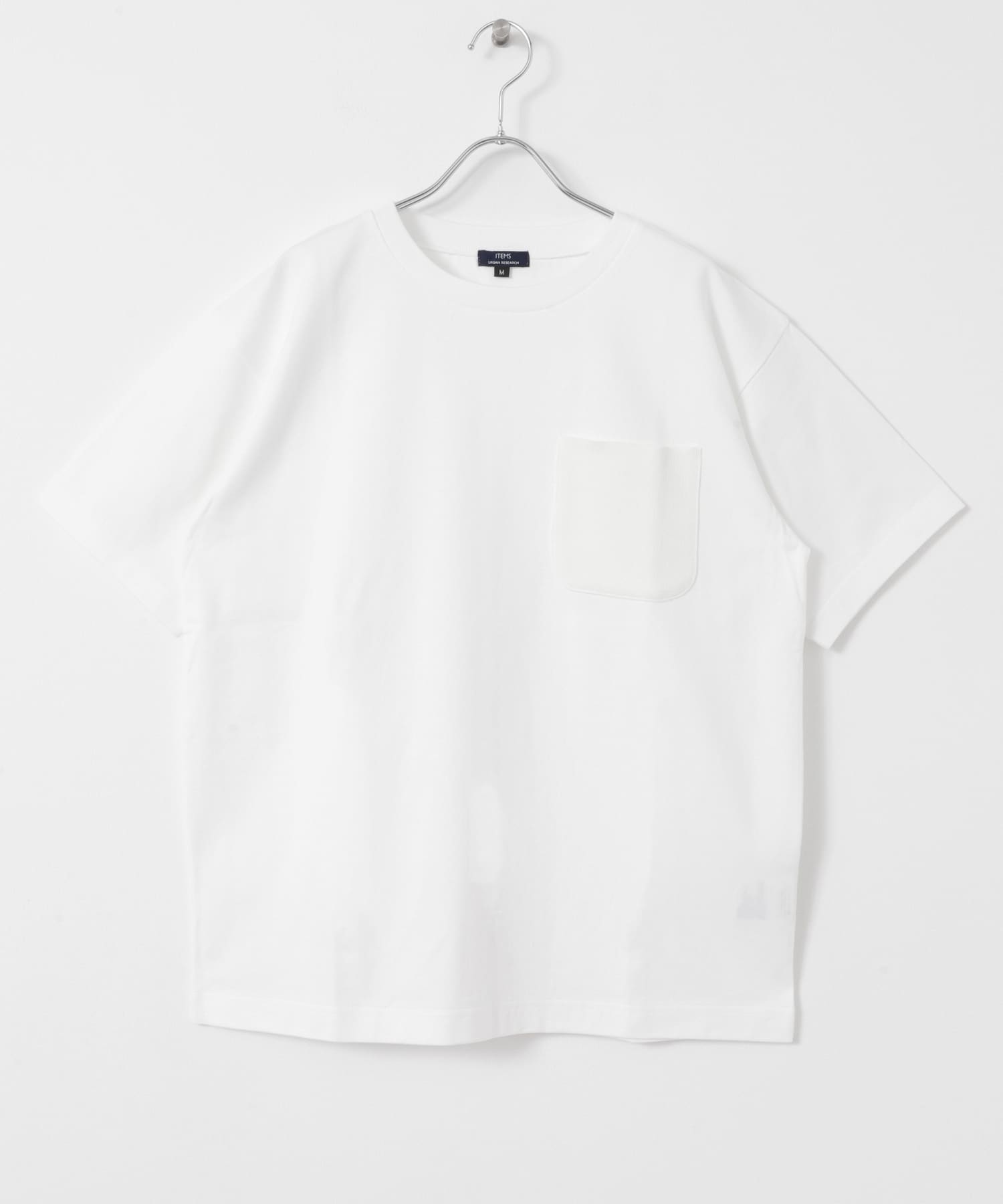 ポケット切替クルーネックTシャツ WHT M