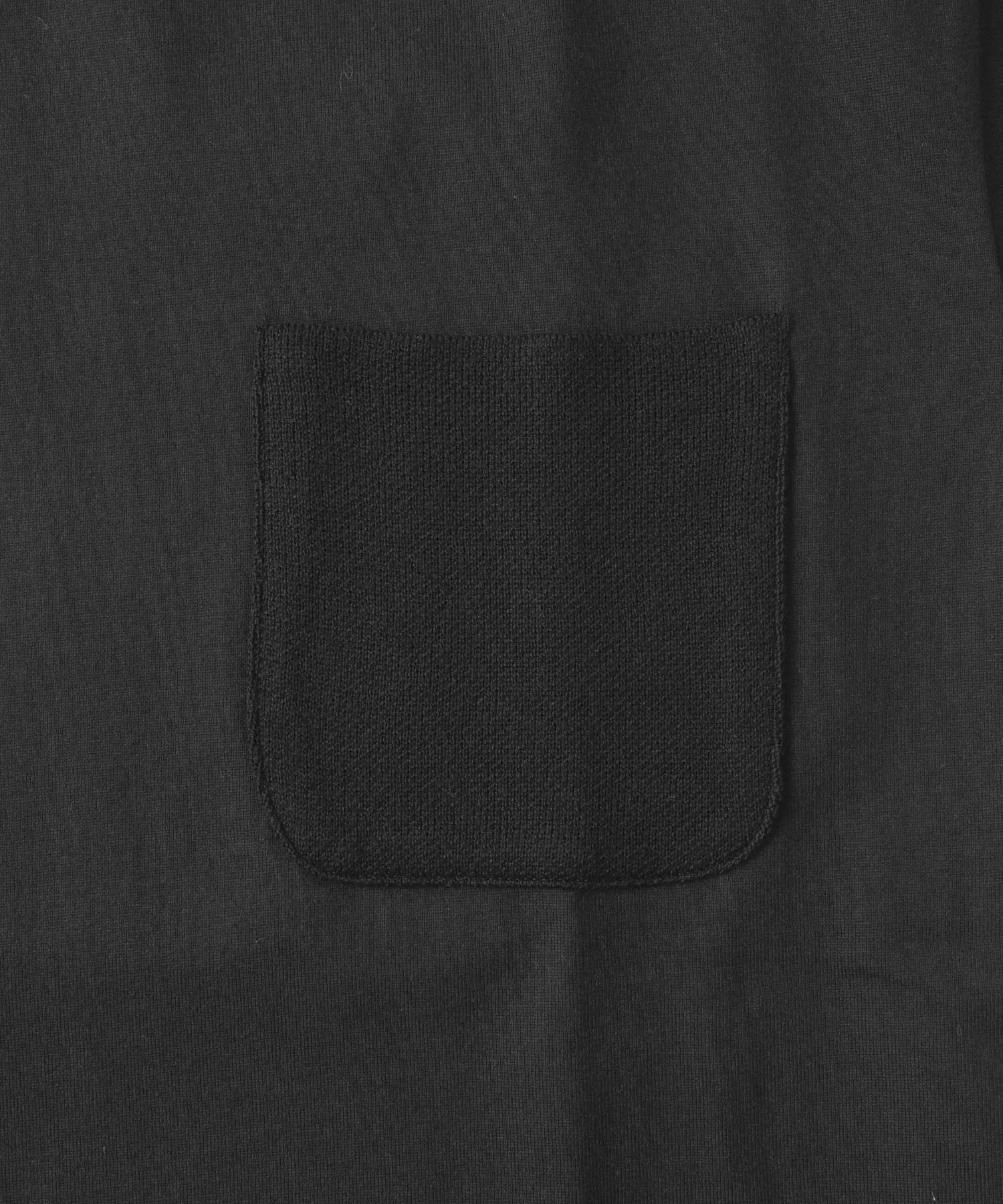ポケット切替クルーネックTシャツ BLK M