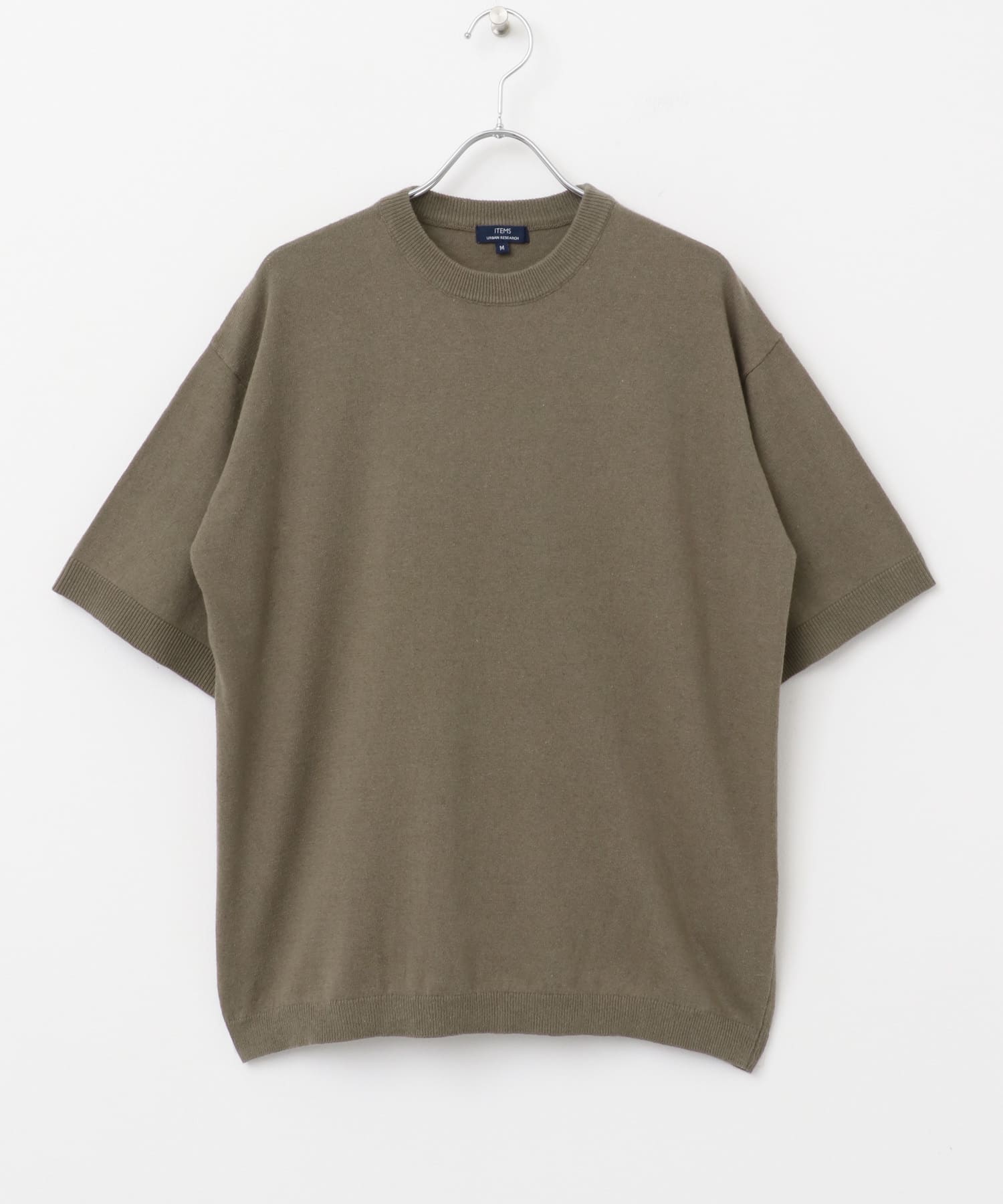 コットンリネンクルーネックサマーニット KHK M