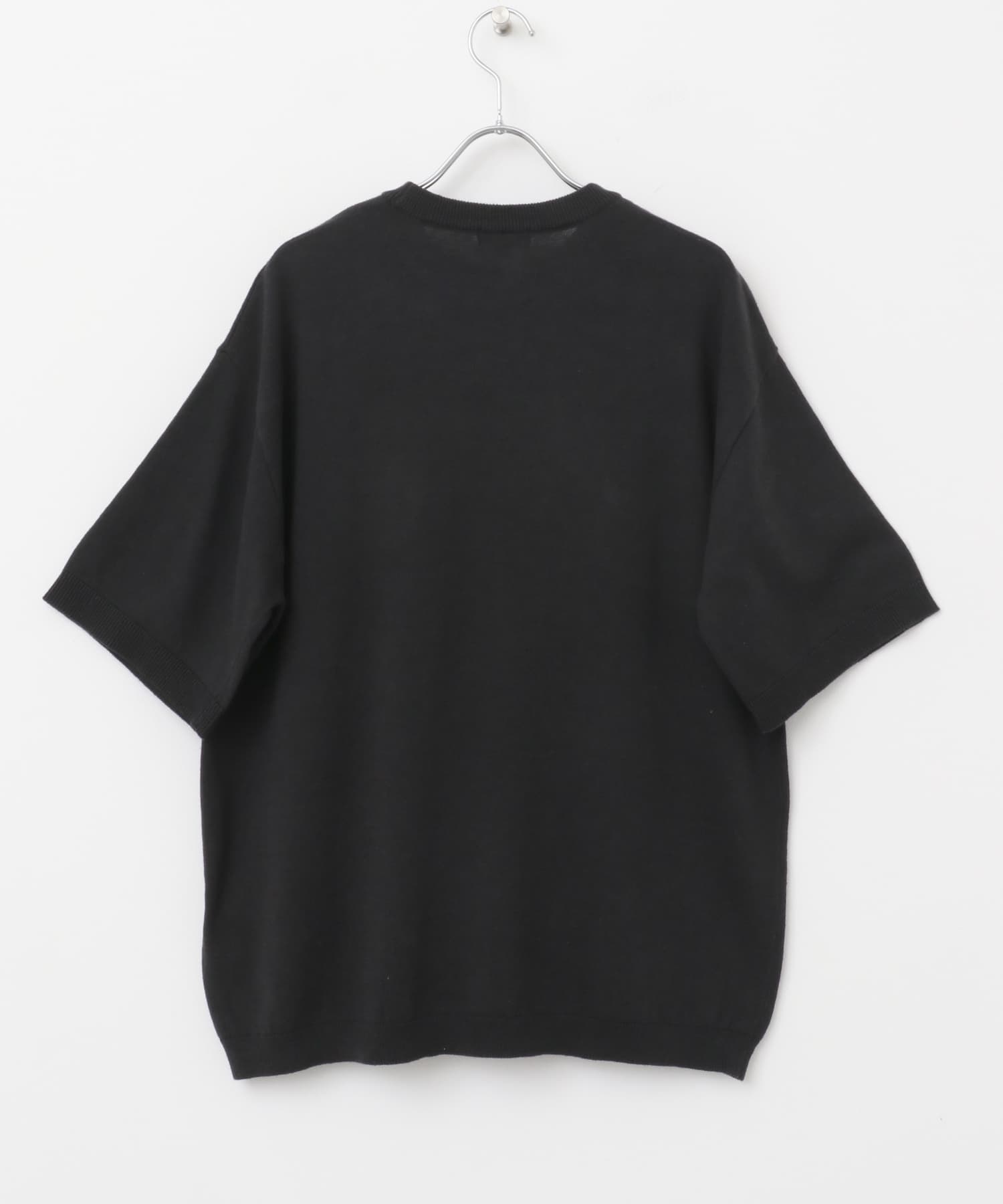 コットンリネンクルーネックサマーニット BLK M