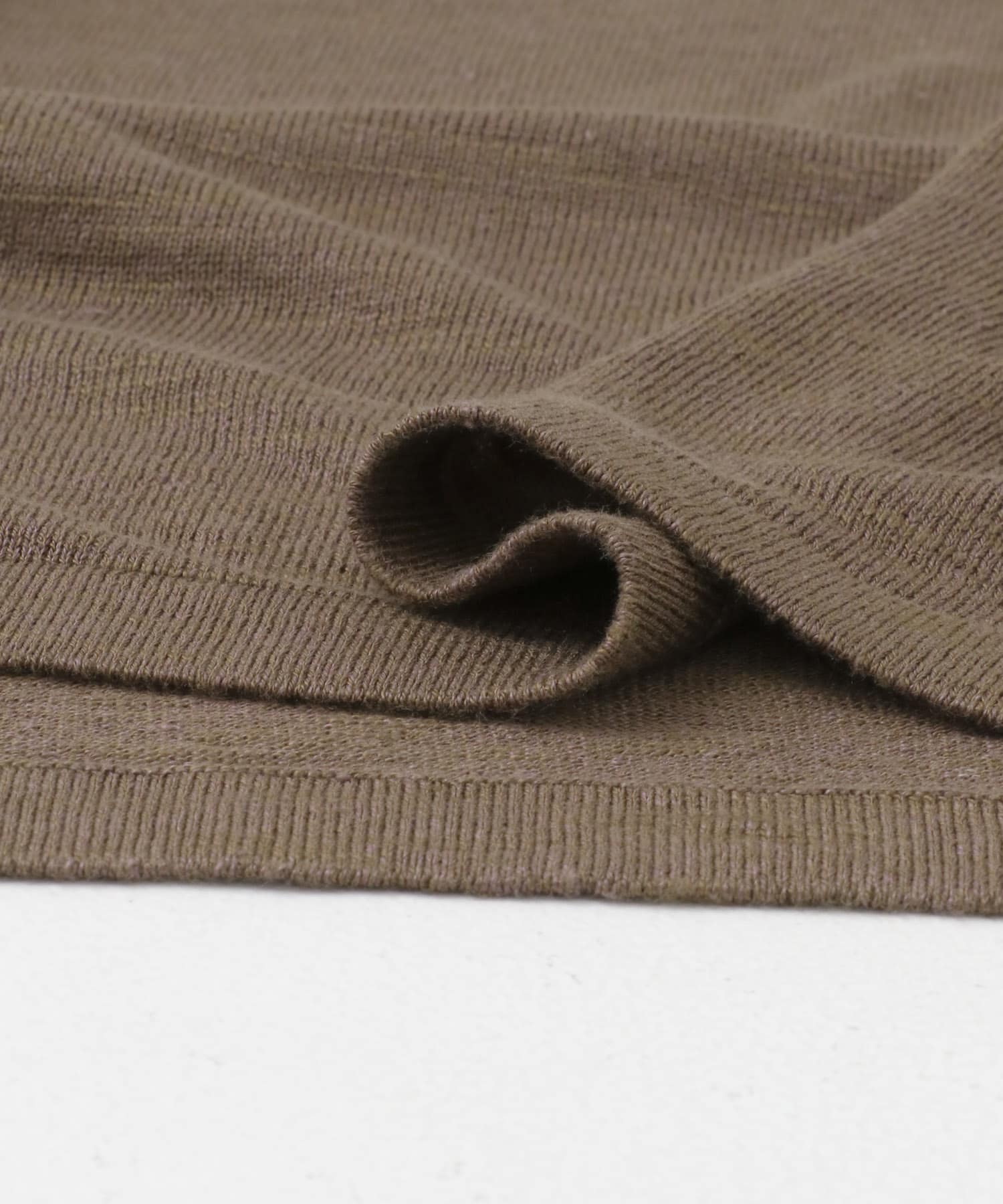 レーヨンリネン半袖ニットポロ BRN M