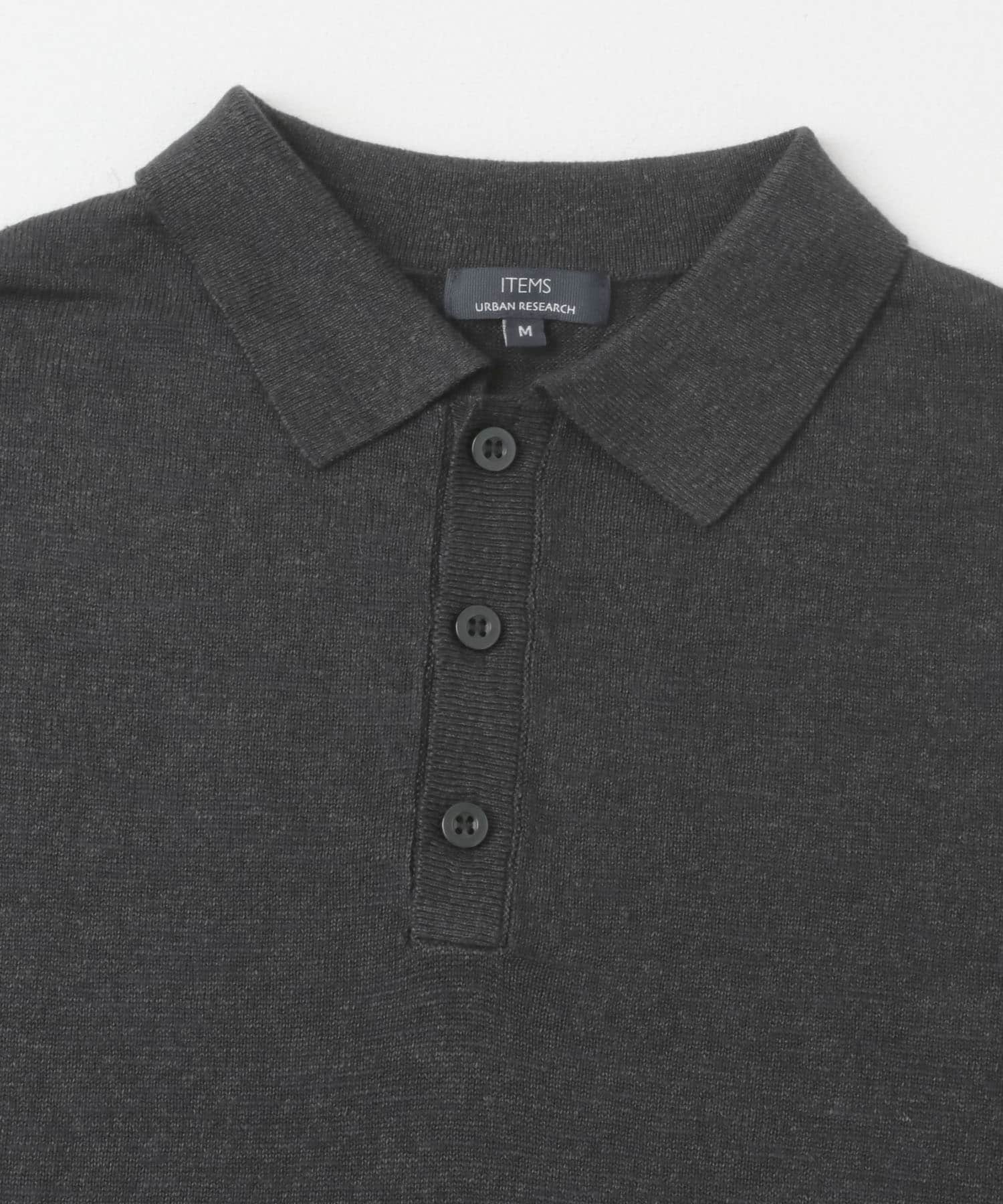 レーヨンリネン半袖ニットポロ BLK M
