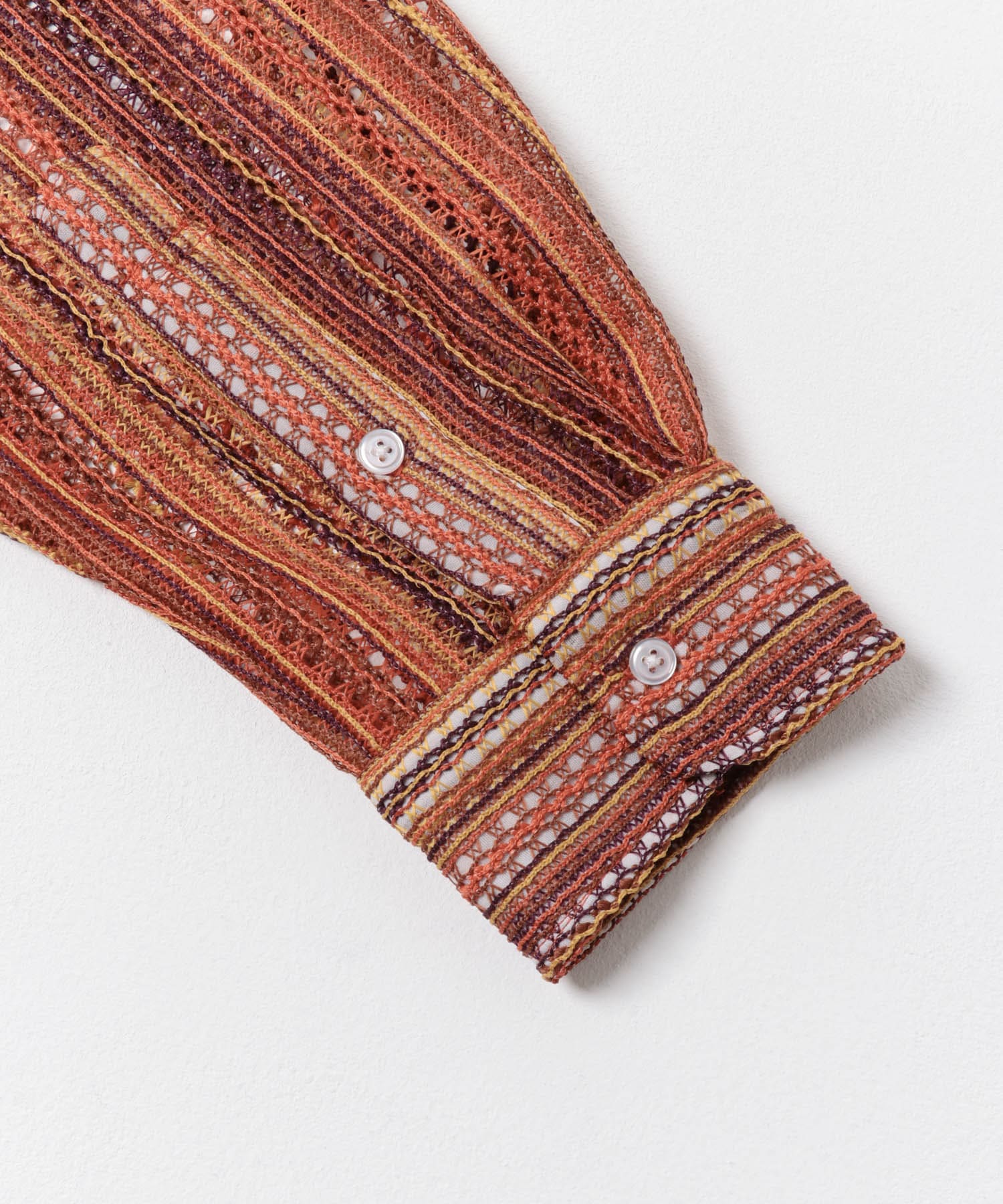 マルチストライプレース オープンカラーシャツ ORG M