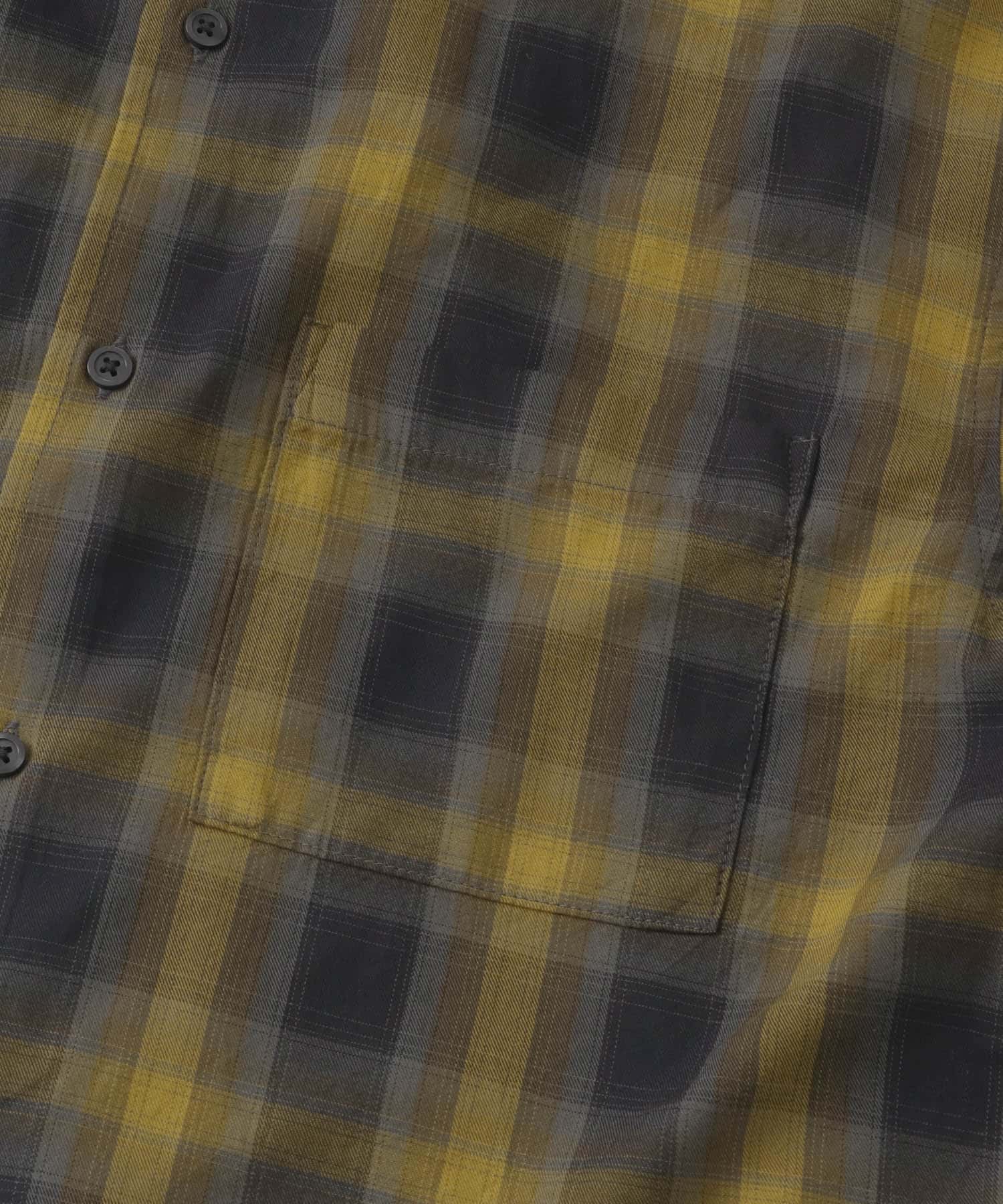 オンブレチェックショートスリーブシャツ BRN M