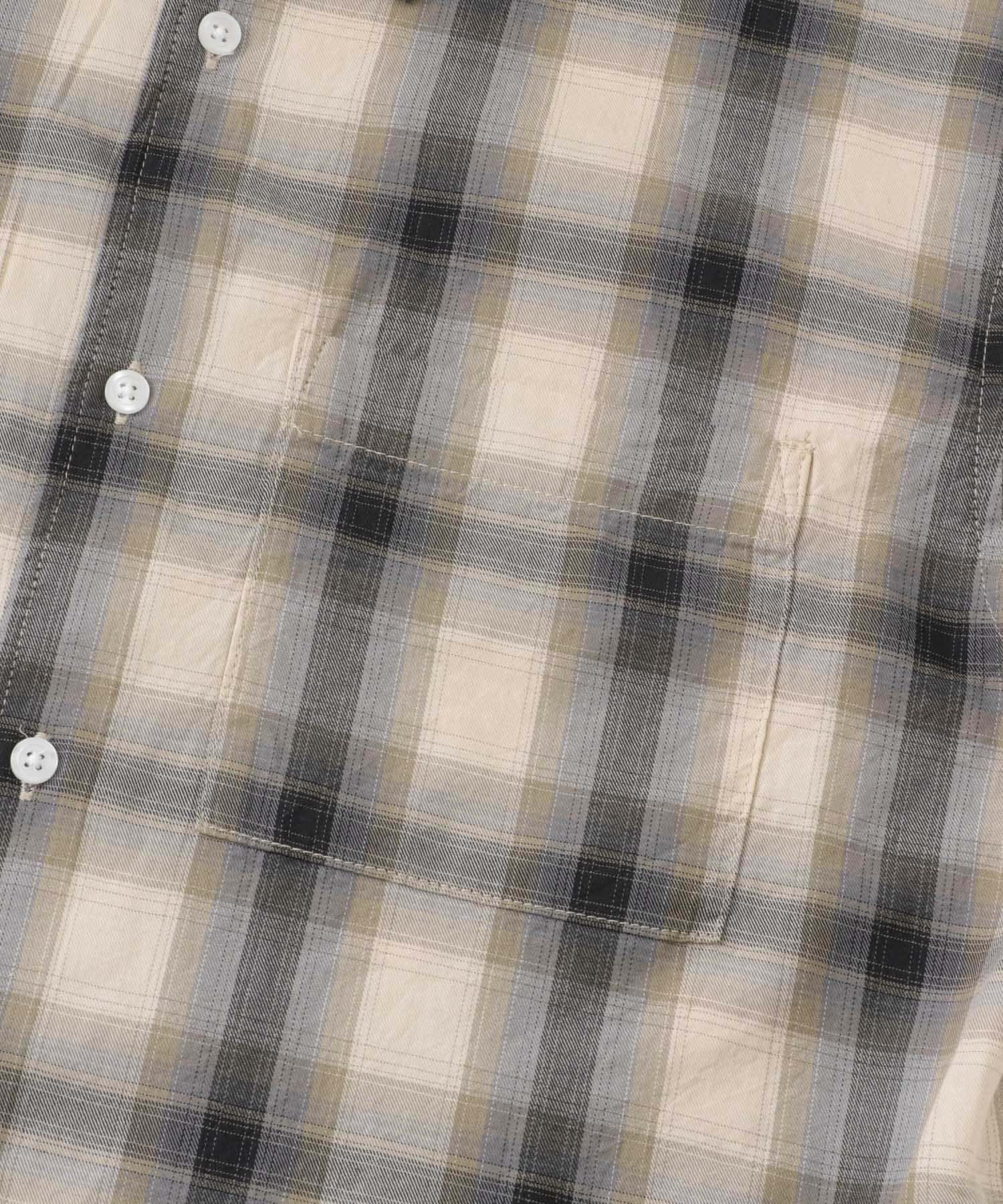 オンブレチェックショートスリーブシャツ BEG M