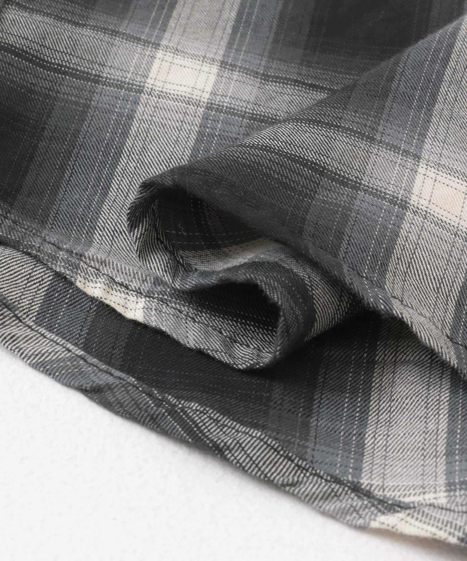 オンブレチェックショートスリーブシャツ BLK M