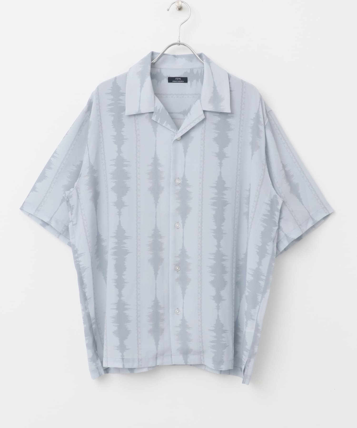 デジタルストライププリント半袖シャツ GRY M