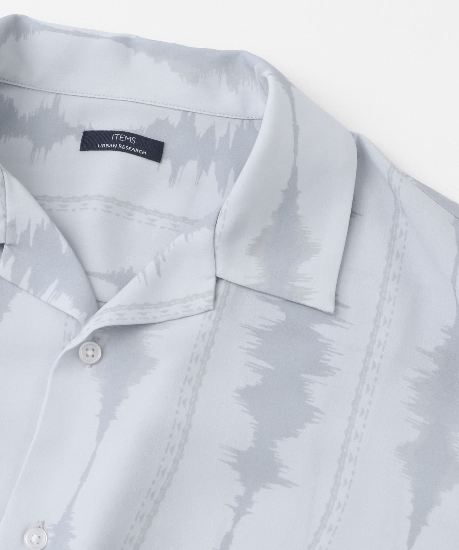 デジタルストライププリント半袖シャツ GRY M