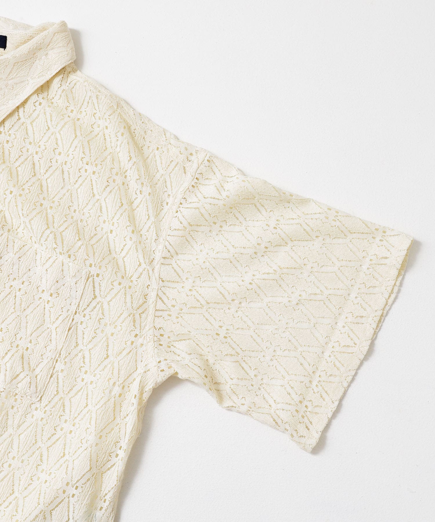 レギュラーカラーレース半袖シャツ OFF M