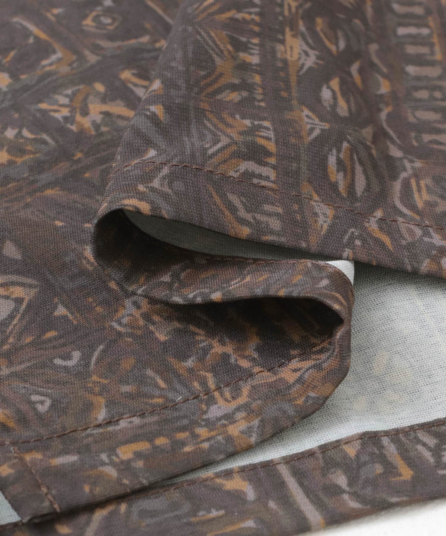 Batik Print Open Collar shirts BRN M