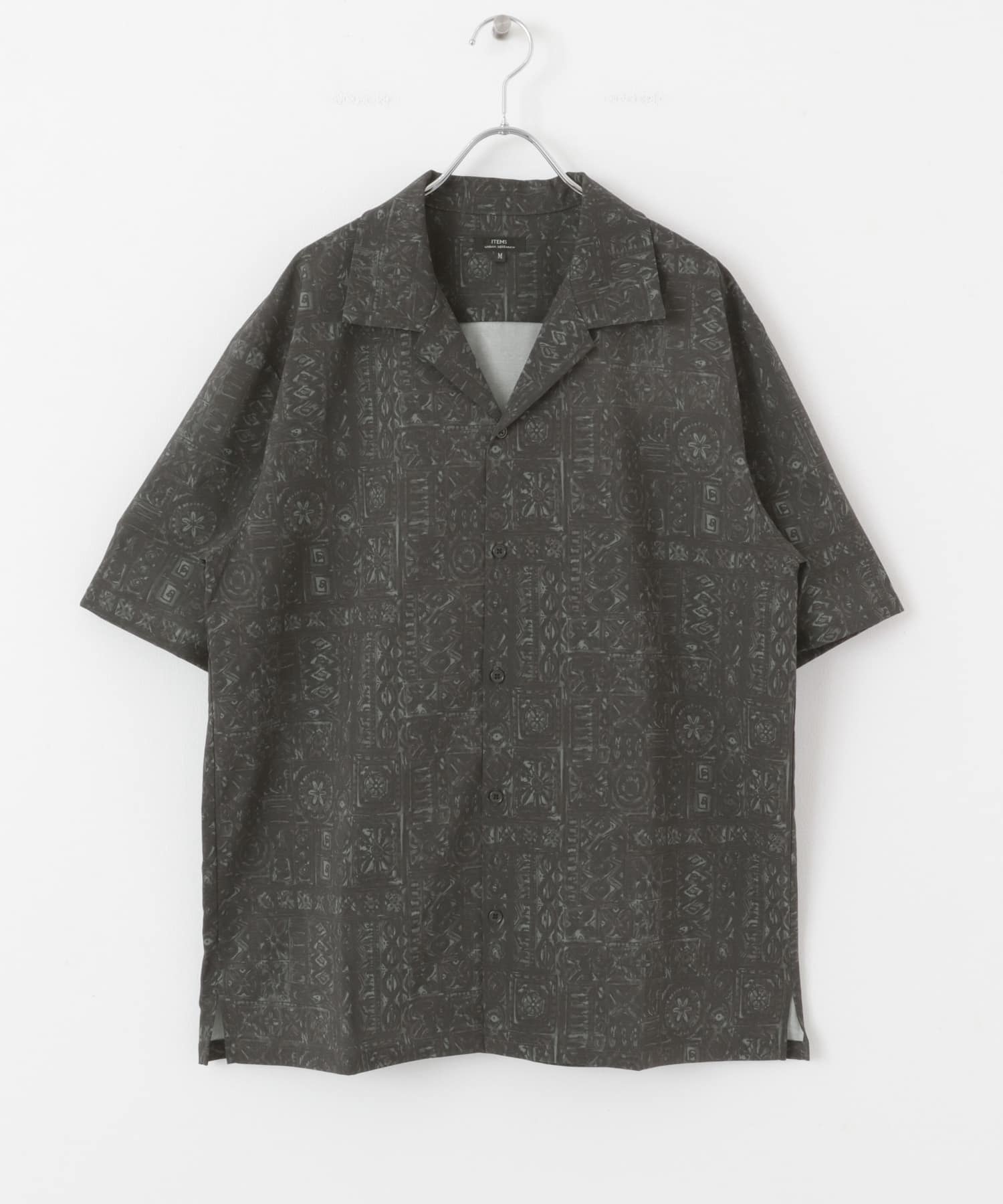 Batik Print Open Collar shirts KHK M