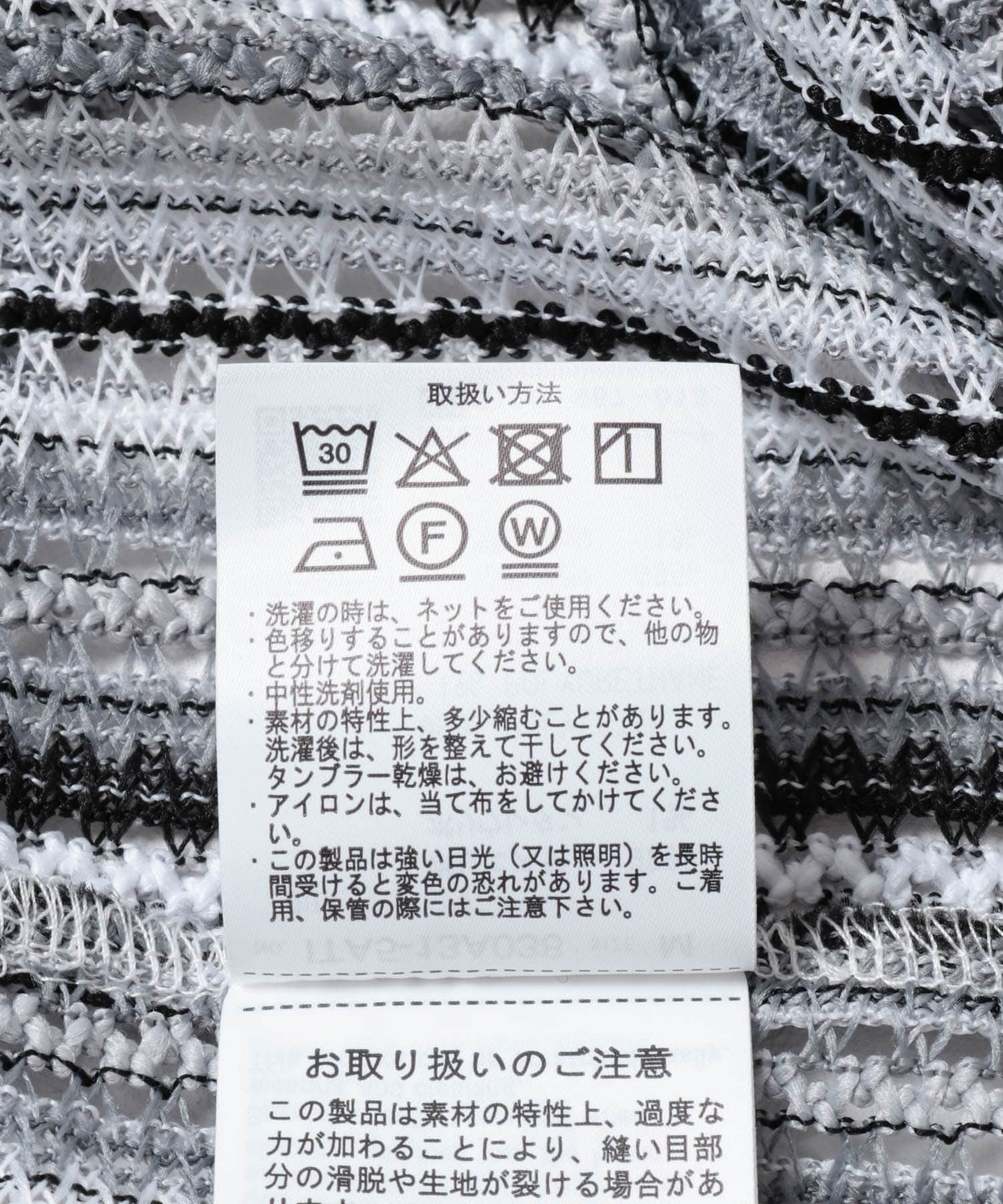 マルチストライプレースオープンカラーショートスリーブシャツ BLK M