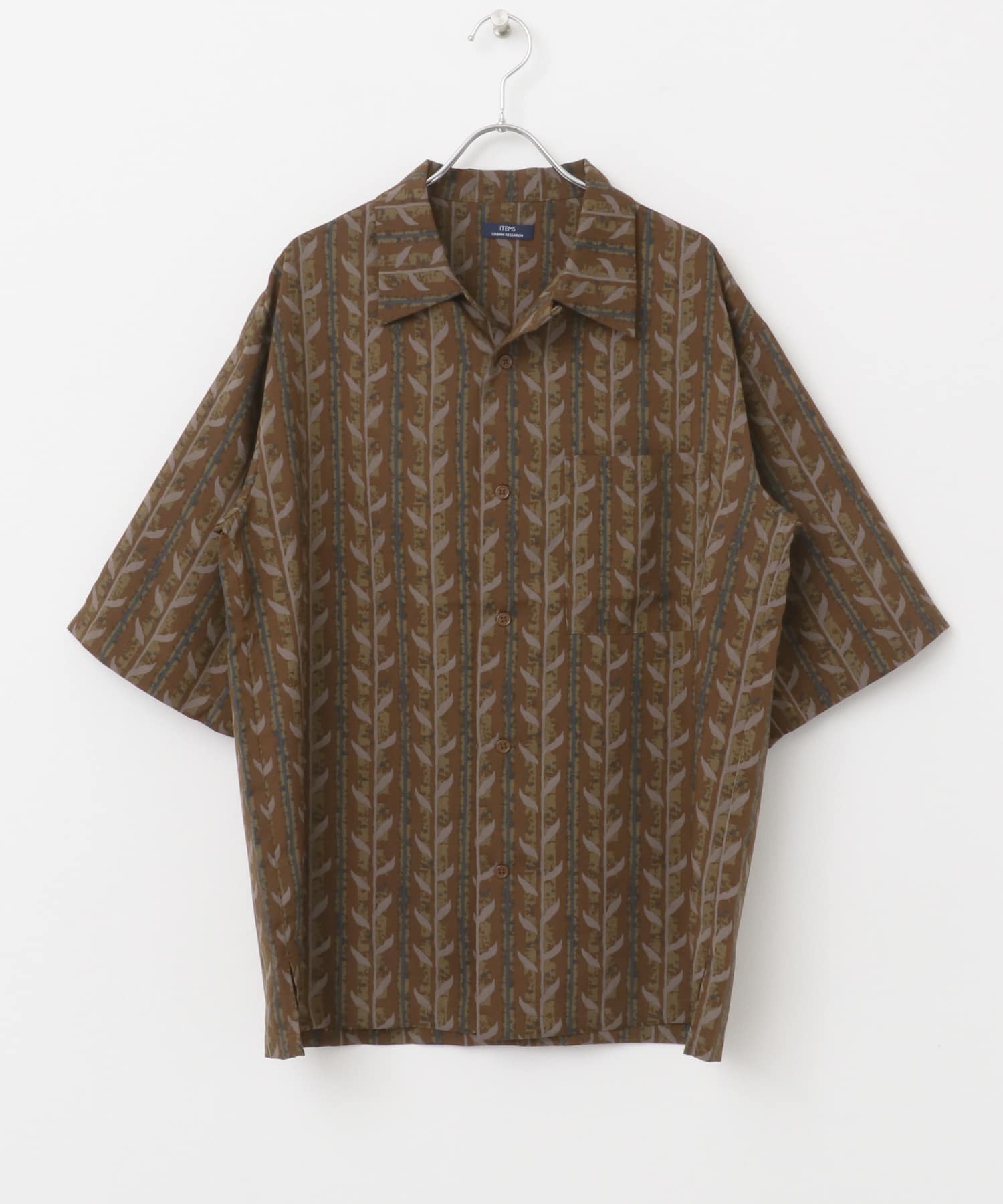 リーフプリントオープンカラー半袖シャツ(M BEG): トップス｜URBAN