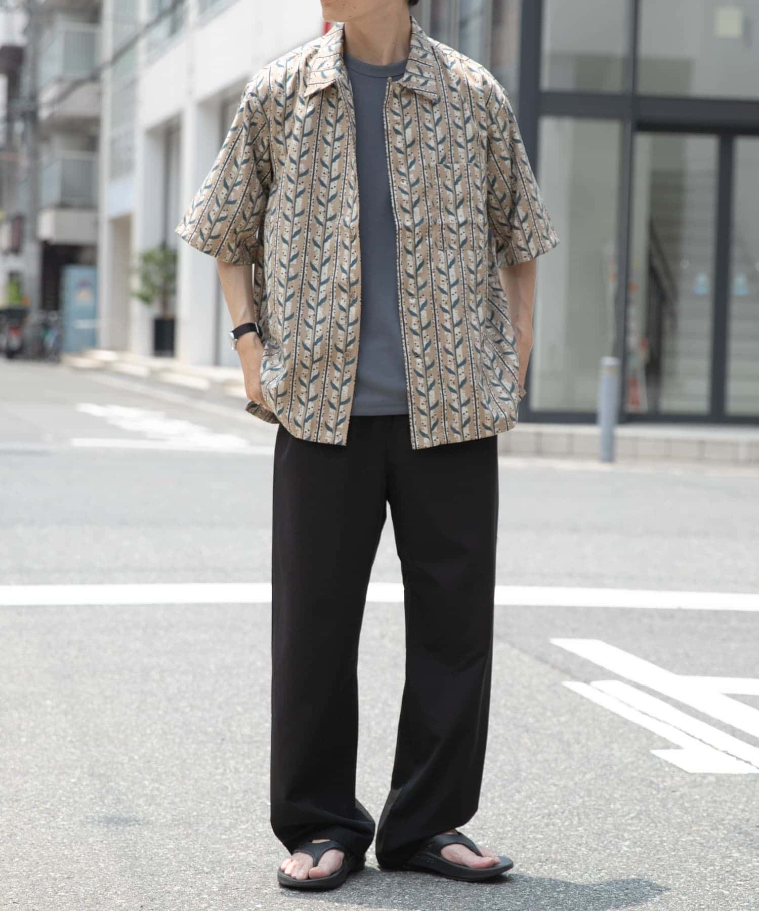 リーフプリントオープンカラー半袖シャツ(M BEG): トップス｜URBAN 