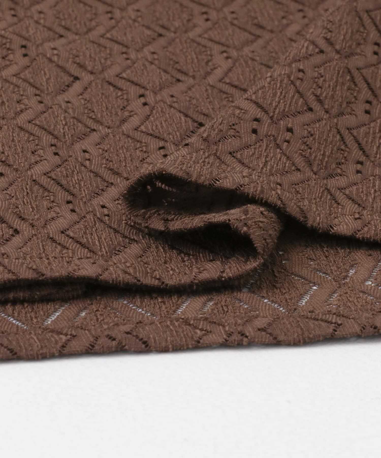 ジオメレースオープンカラー半袖シャツ BRN M