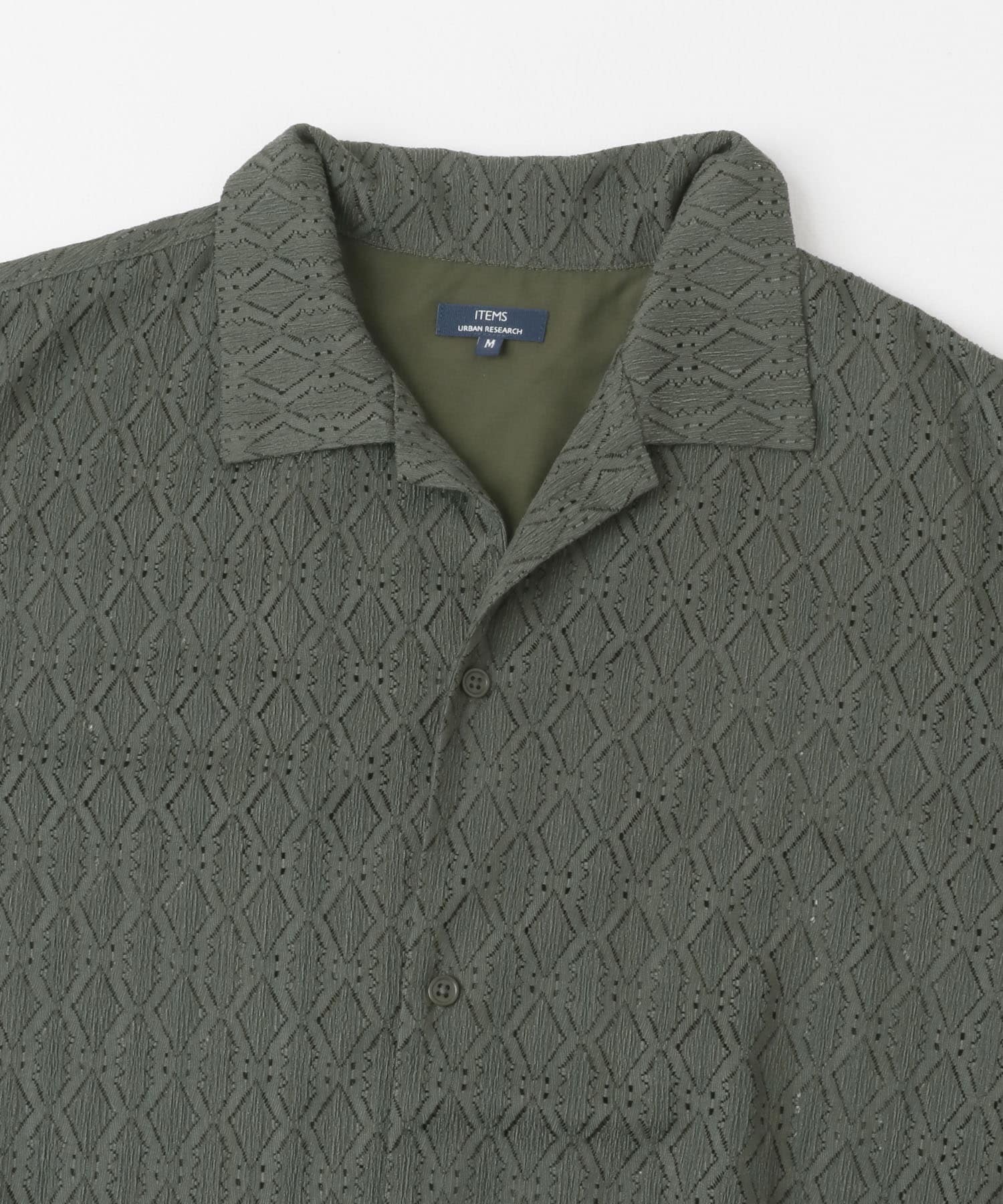 ジオメレースオープンカラー半袖シャツ KHK M