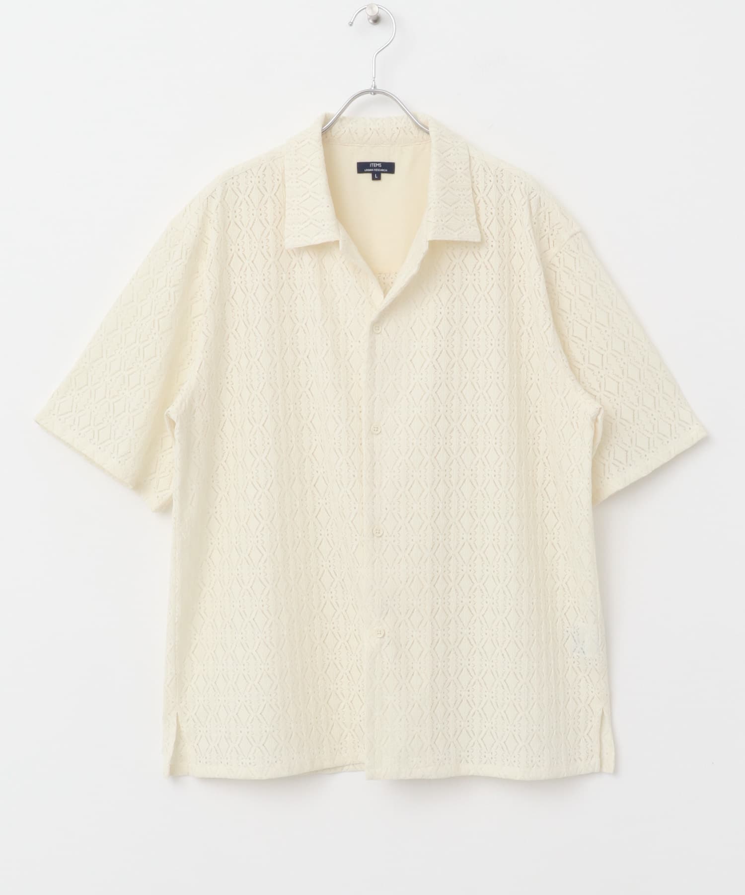 ジオメレースオープンカラー半袖シャツ OFF M