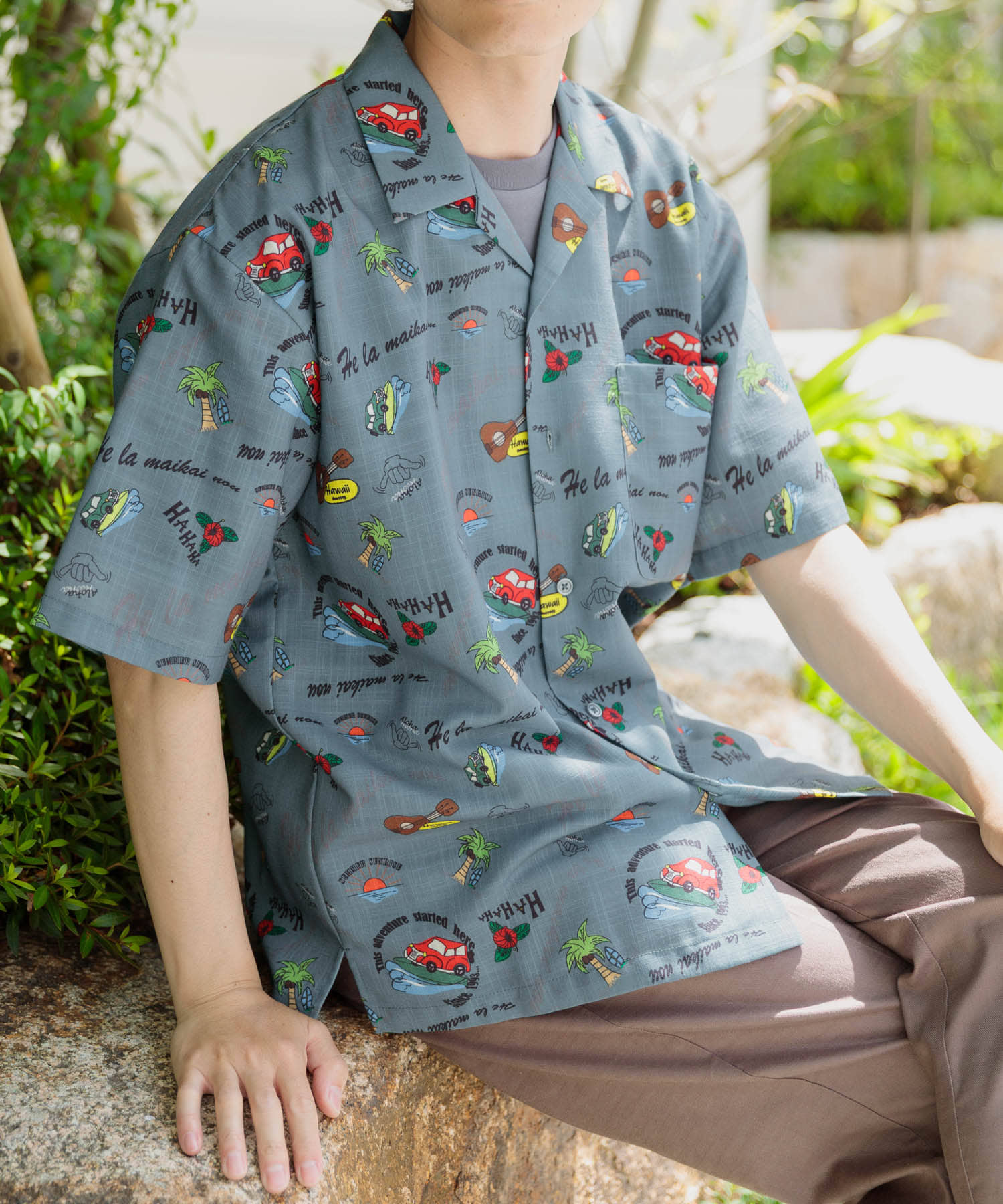 アロハプリントオープンカラー半袖シャツ(M BEG): トップス｜URBAN