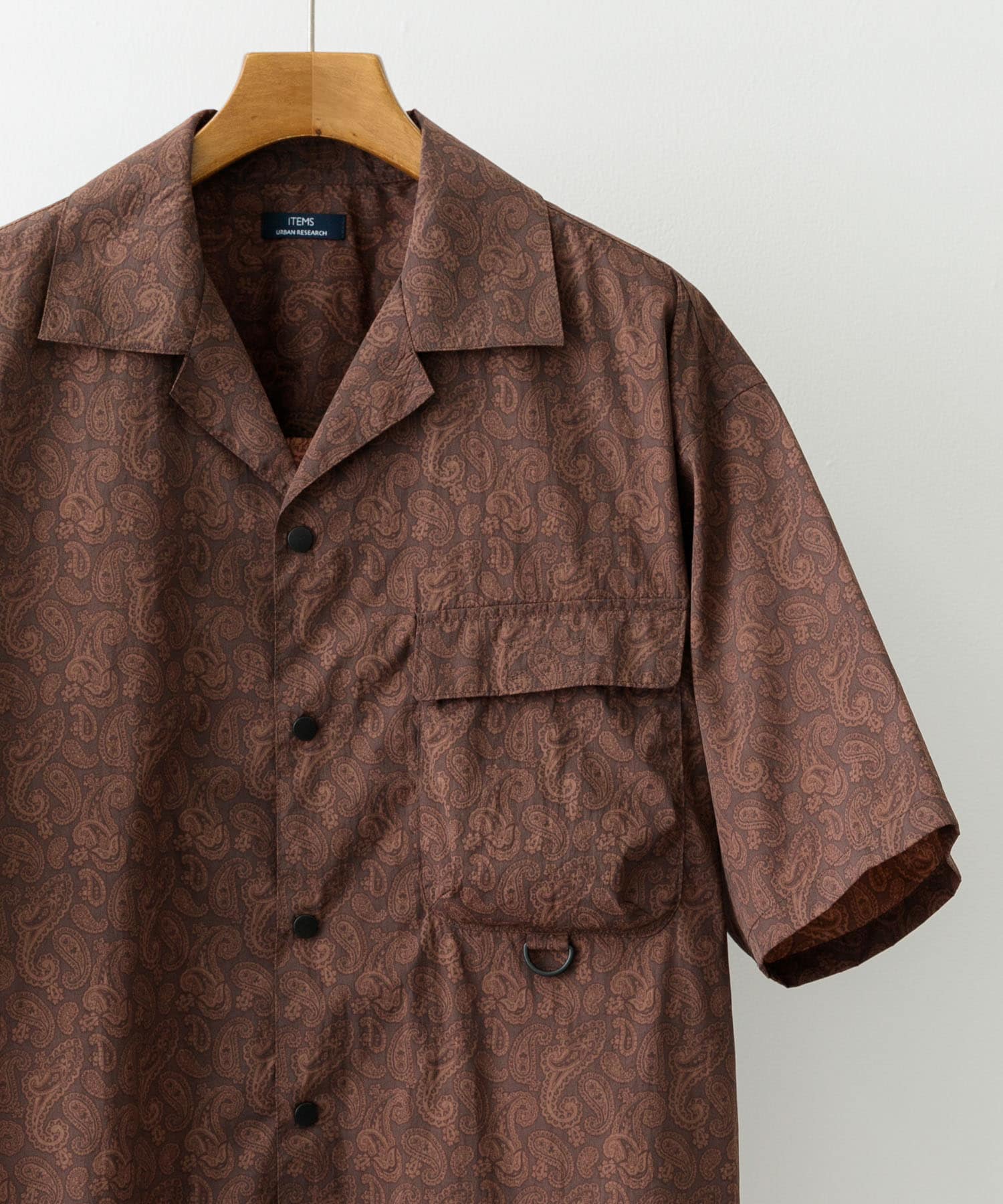 『セットアップ対応』Nylon Paisley Short-Sleeve Shirts BRN M
