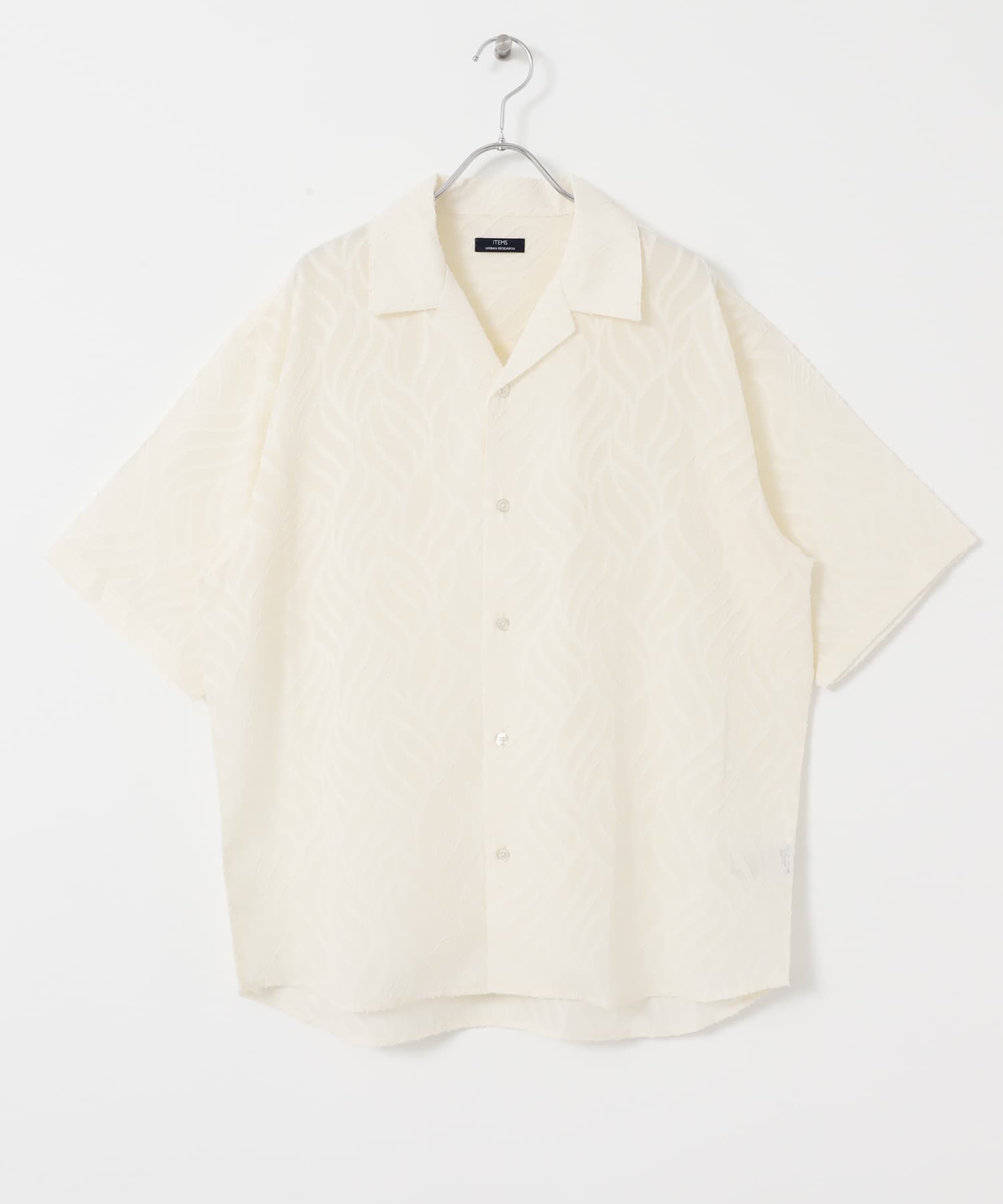 ウェーブカッティングオープンカラーシアーシャツ OFF M