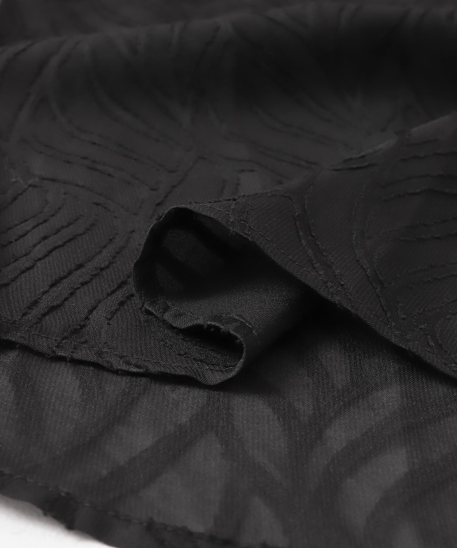 ウェーブカッティングオープンカラーシアーシャツ BLK M