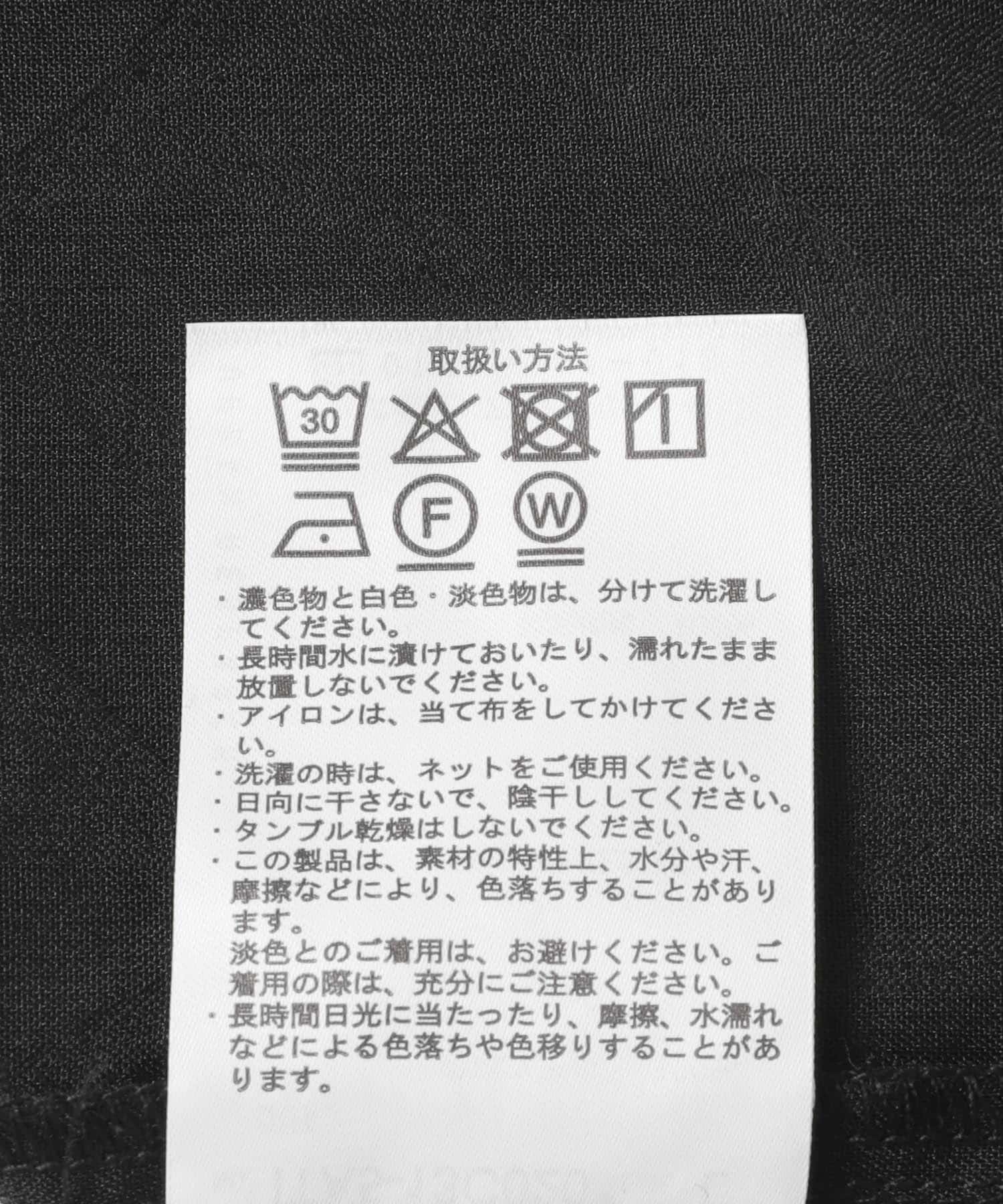 ウェーブカッティングオープンカラーシアーシャツ BLK M