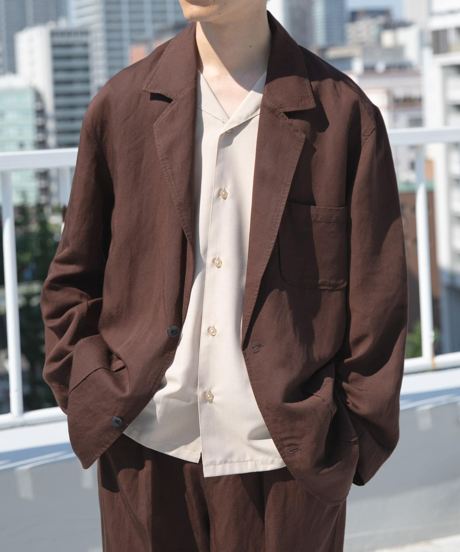 Linen Blend Tailored Shirts Jacket