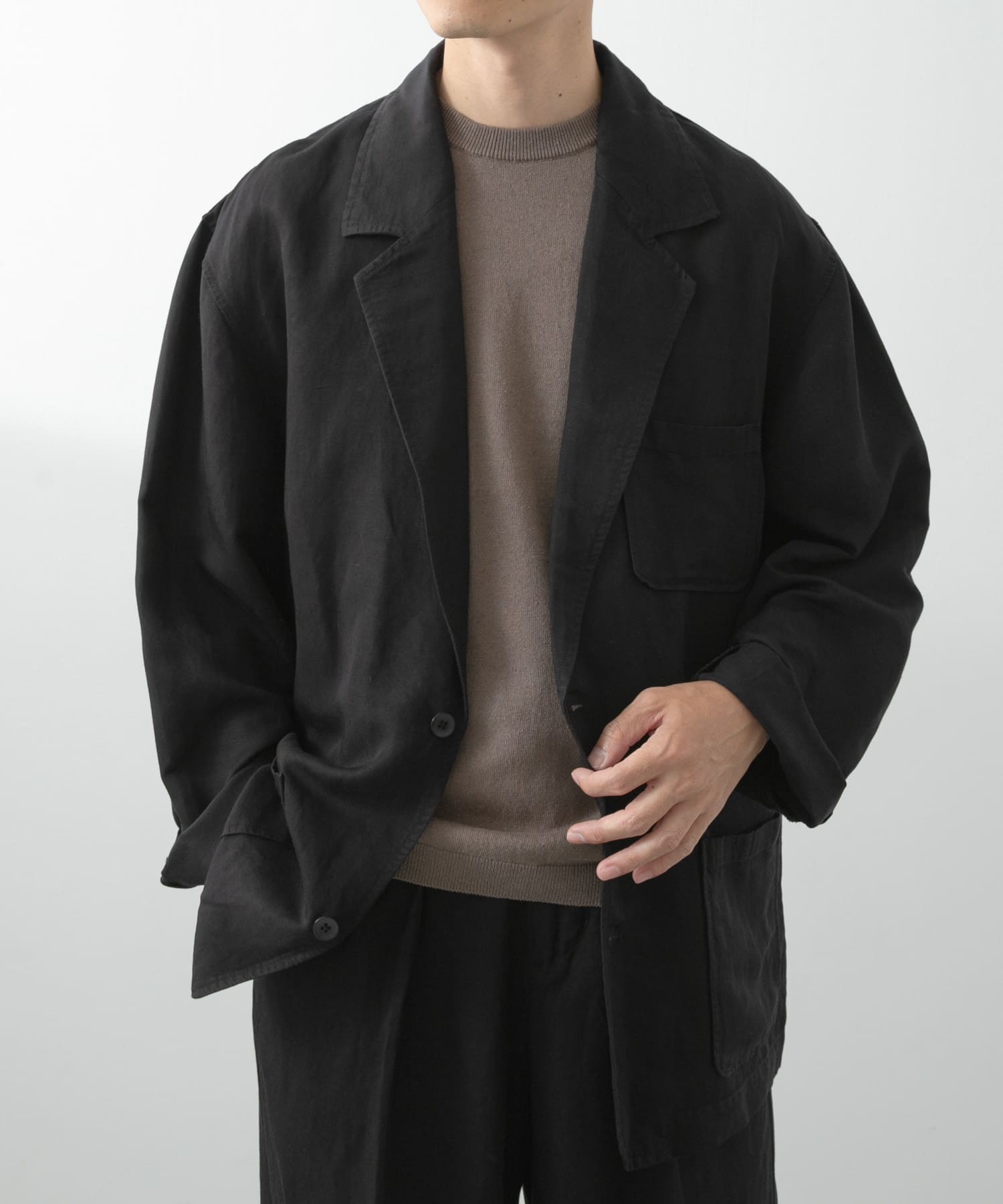 Linen Blend Tailored Shirts Jacket