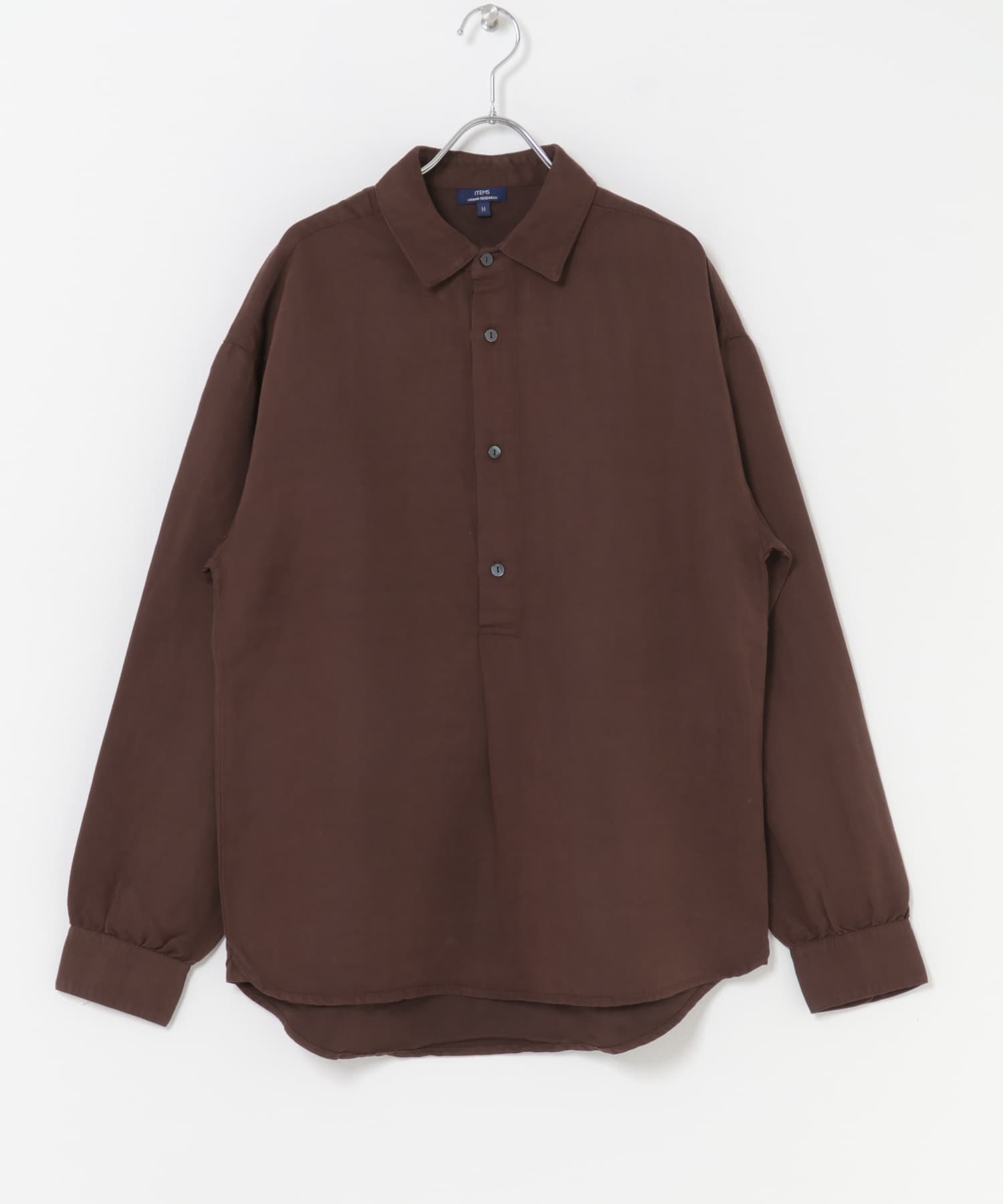 Linen Blend Pullover Shirts BRN M