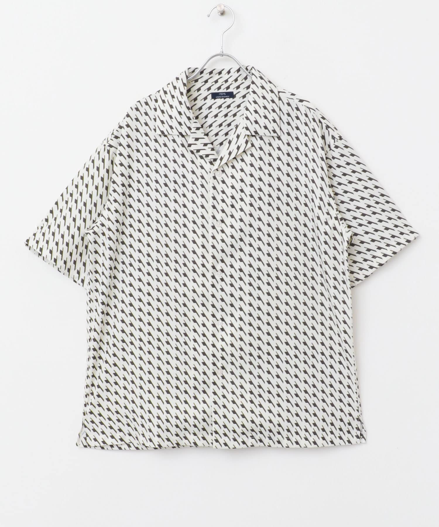 ジオメトリックプリントオープンカラーシャツA OFF M