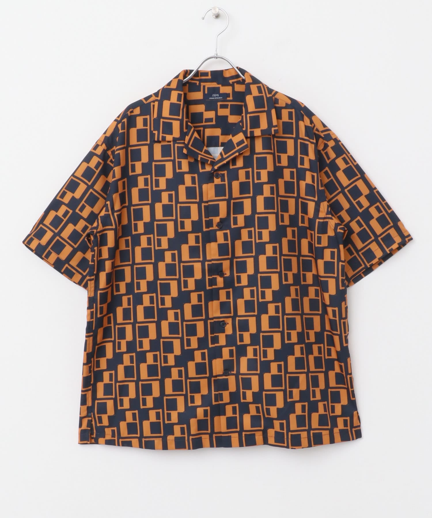 ジオメトリックプリントオープンカラーシャツB(M BEG): トップス