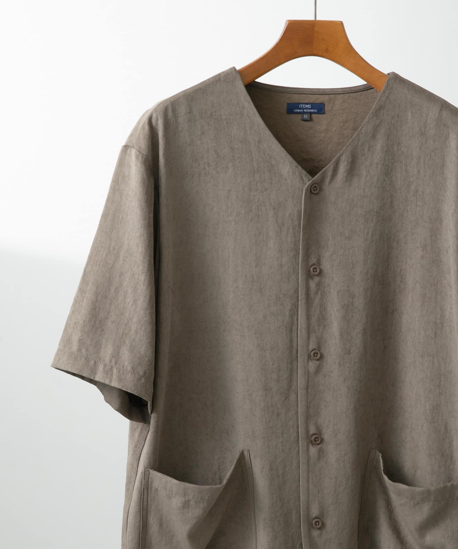 F.S. Vネック半袖シャツ KHK M