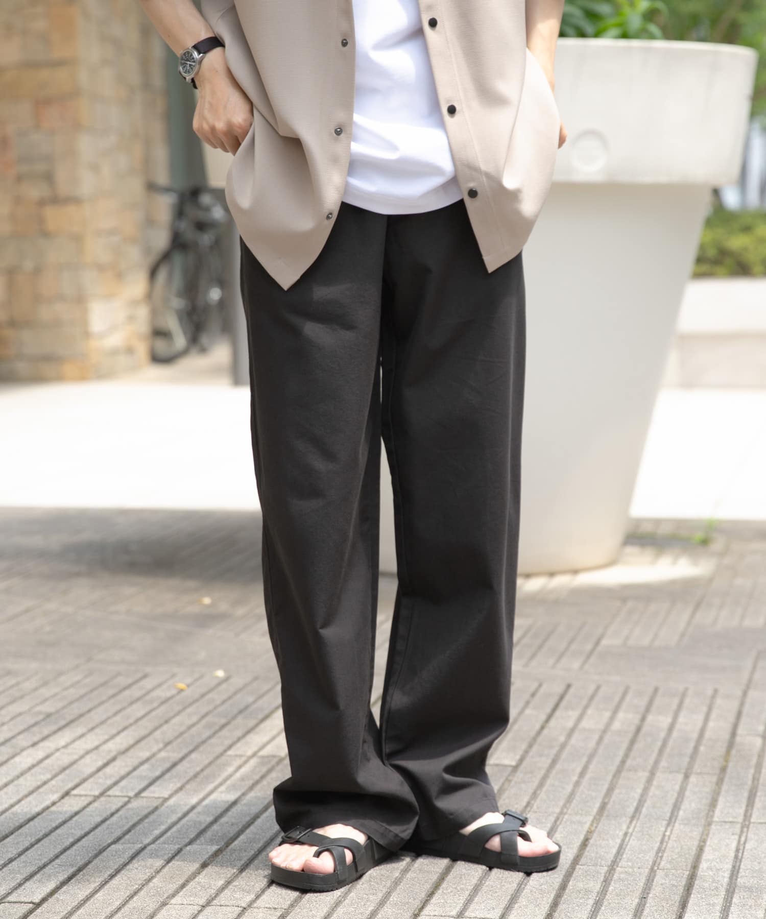 ウェビングベルト ツイルストレートパンツ