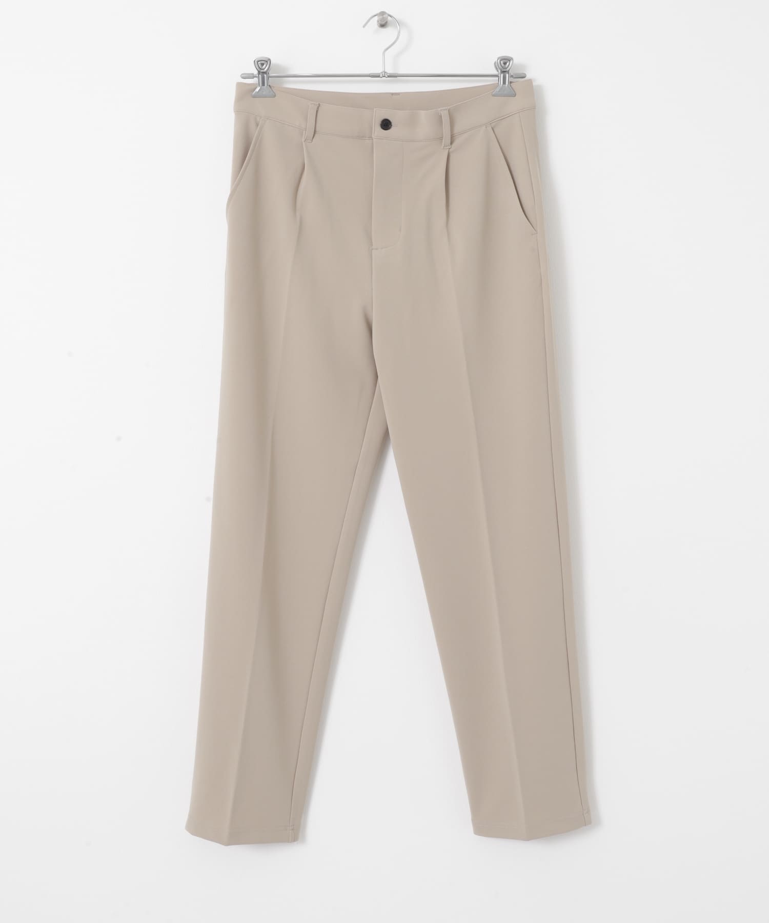 1-tuck スリムフィットスラックス BEG M